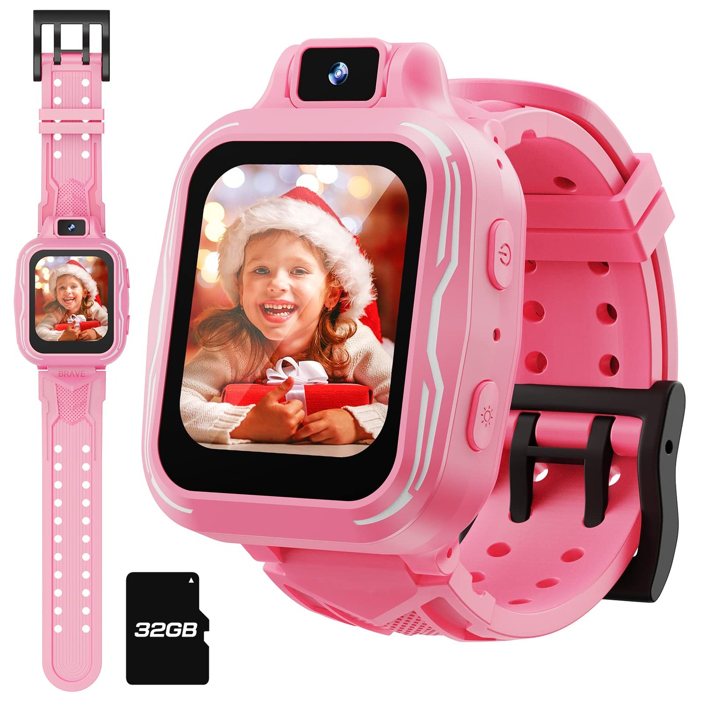 VANSING Kids Digital Watch Girls, Best Christmas Birthday Gifts for Age 3 4 5 6 7 8 9 Years Children,Touchscreen Toddler Sport Smart Watch with Camera FM MP3 Pedometer - Light Pink with 32GB SD Card