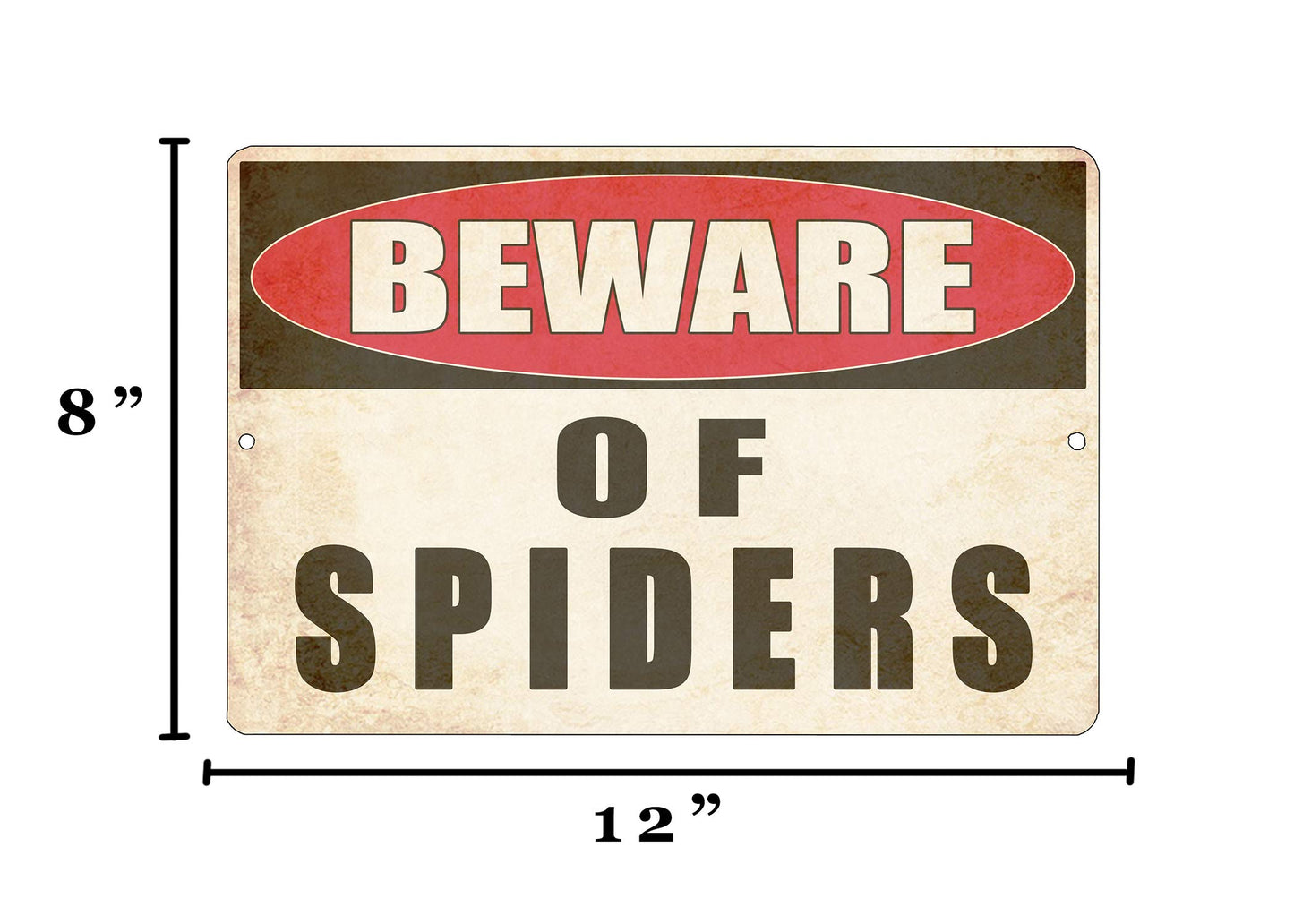 Rogue River Tactical Funny Sarcastic Metal Tin Sign Wall Decor Man Cave Bar Yard Wall Warning Beware of Spiders