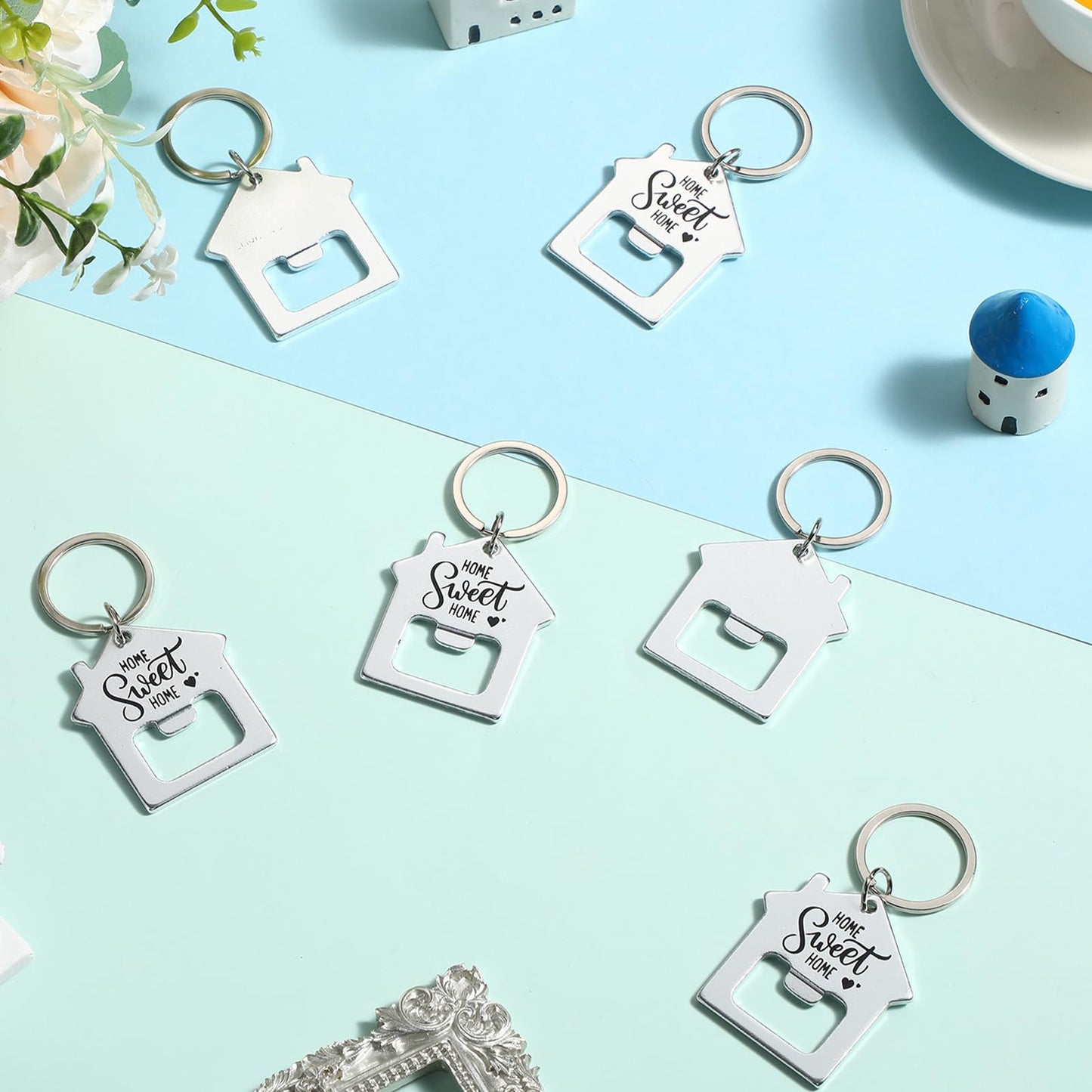 Jingmore 30 Pcs New Home Keychains Bulk Estate Agent Gifts Guests Bottle Opener House Keyrings Housekeeping Gift Housewarming Favors