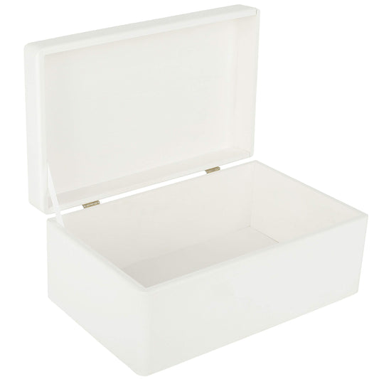 Creative Deco Large White Wooden Box Storage with Hinged Lid | 11.8x7.87x5.51in (+-0.5) | Keepsake Gift Box for Tool Dog Toy Kitchen Storage | ROUGH UNSANDED Wood Chest Trunk