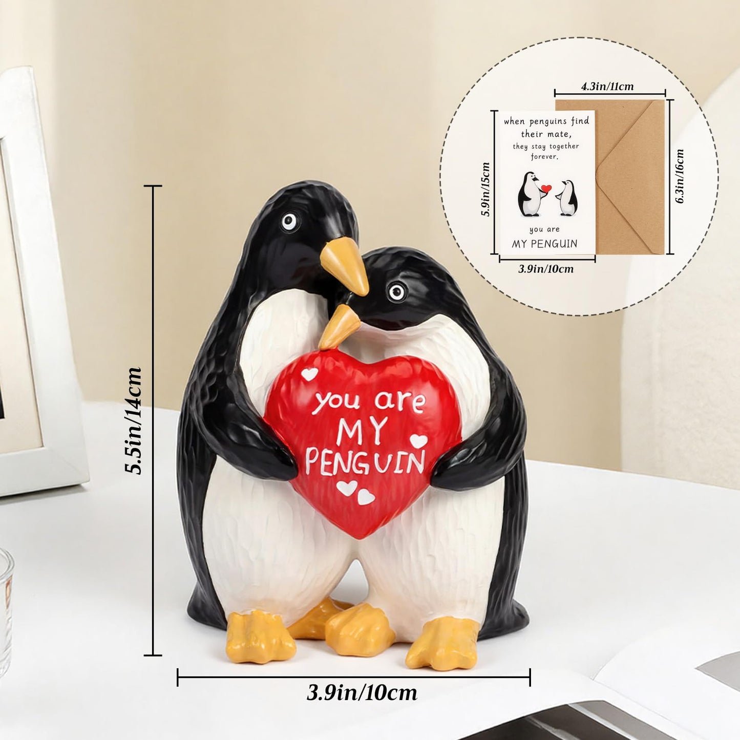 Hodola Anniversary Wedding Gifts for Women Men, Handcrafted Birthday Gift for Her Him Couple, I Love You Birthday Gift for Wife Husband, Penguin Figurine for Boyfriend Girlfriend