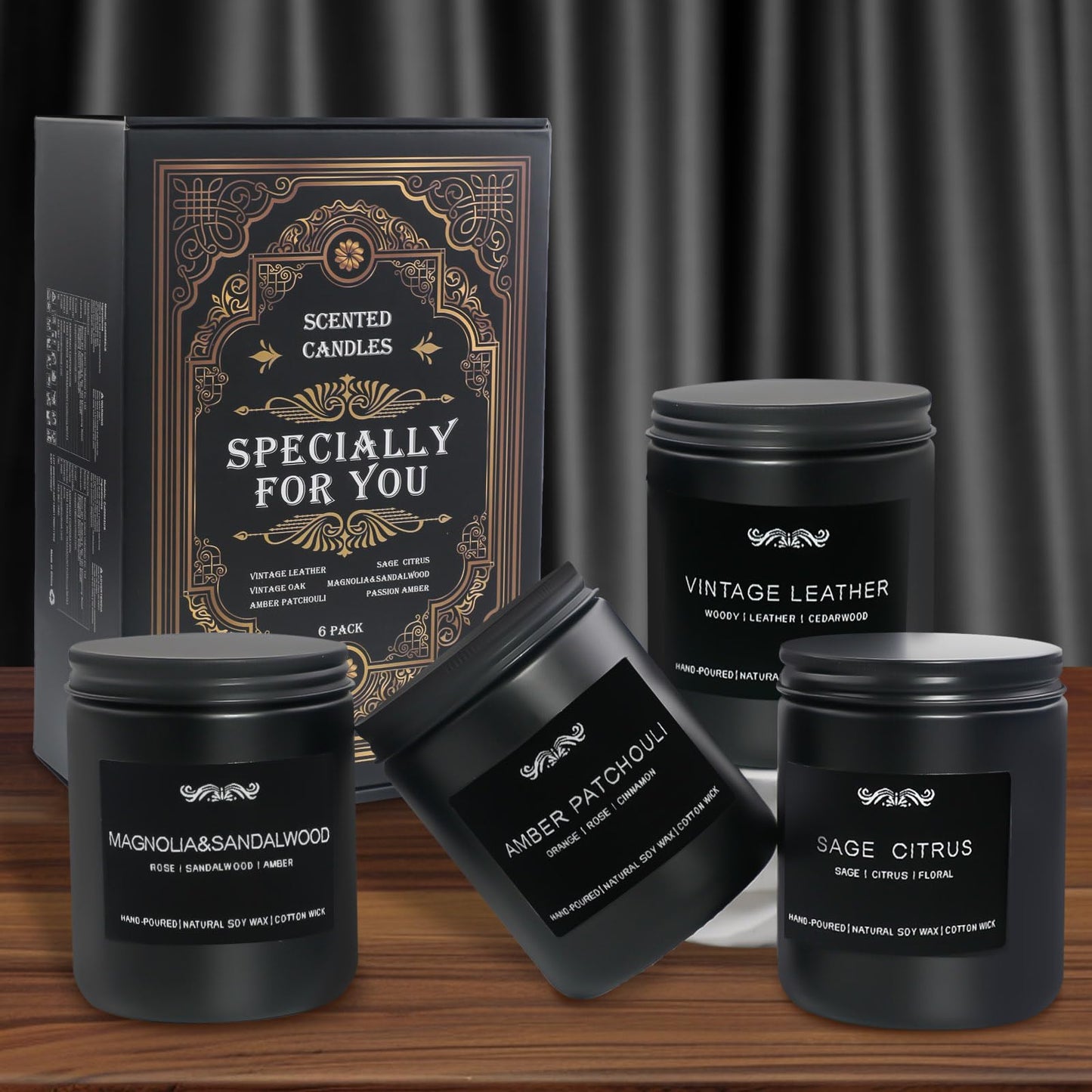 6 Pack Candles for Home Scented Aromatherapy Candles Gifts Set for Mens, Men Candle Set, 42 oz 300 Hour Long Lasting Candles, Gifts for Men, Birthday, Anniversary Present