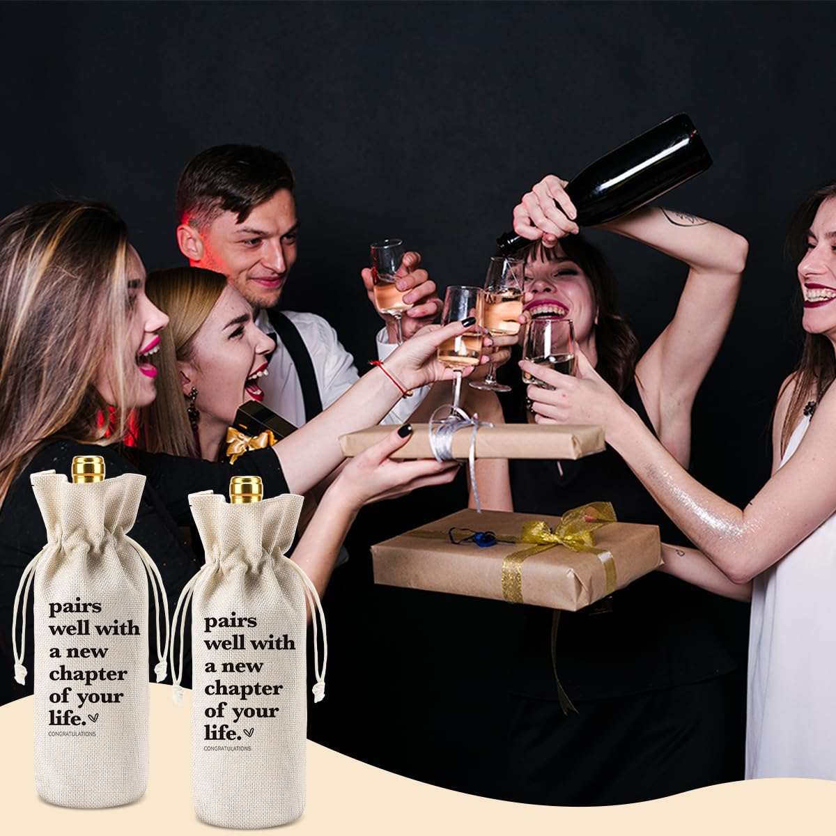 XFW 1 Pcs Funny New Chapter Wine Bag New Beginnings Gifts for Women Men Farewell Gifts for Friends Going Away Gifts for Coworkers Women Men Moving Away Gifts for Friends New Teacher Gifts