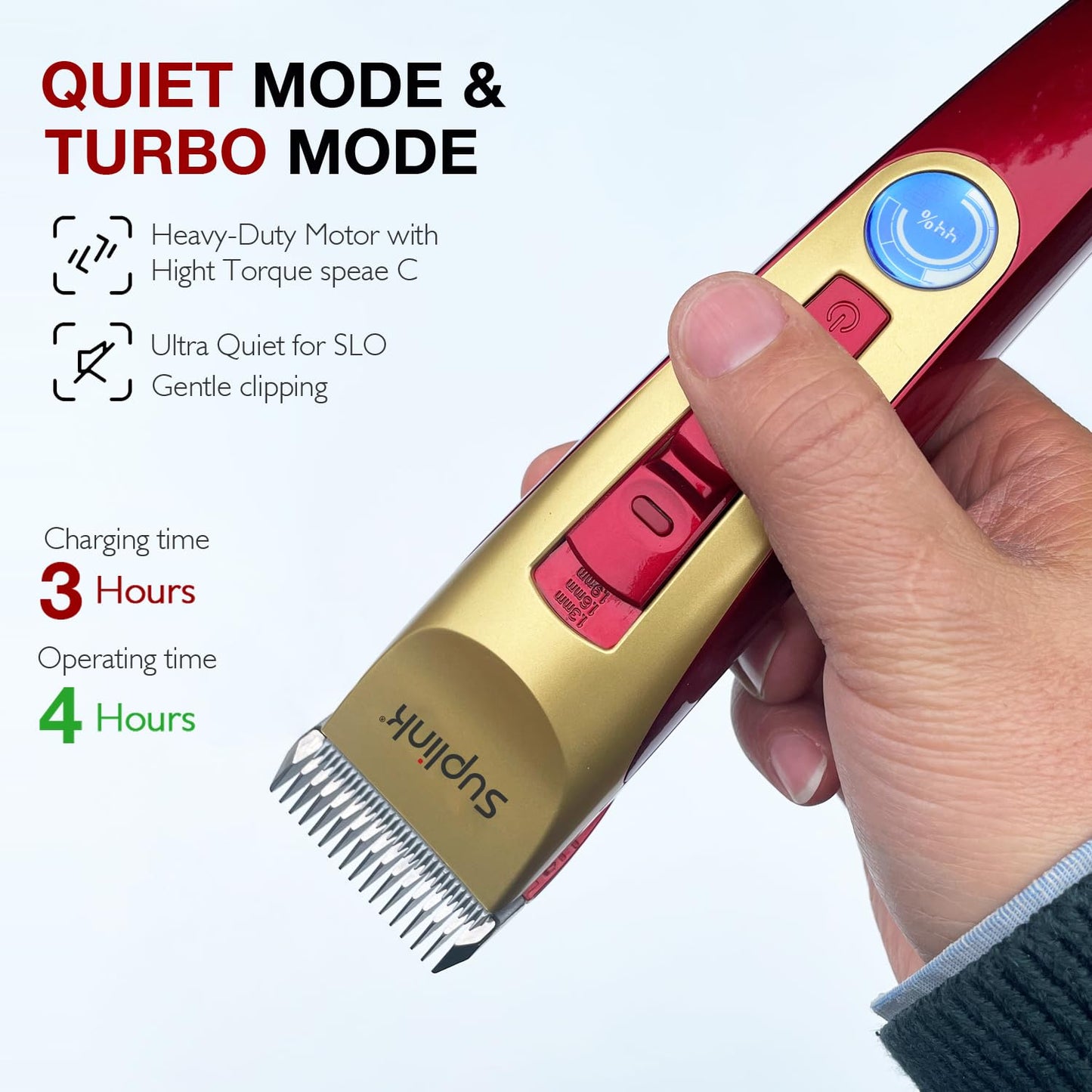 Dog Clippers for Grooming Thick Heavy Coats, Professional 2-Speed Pet Hair Trimmers, Cordless Rechargeable Dog Grooming Kit with 4 Interchangeable Stainless Steel Blades (1/3/6/9mm), Low Noise Shaver