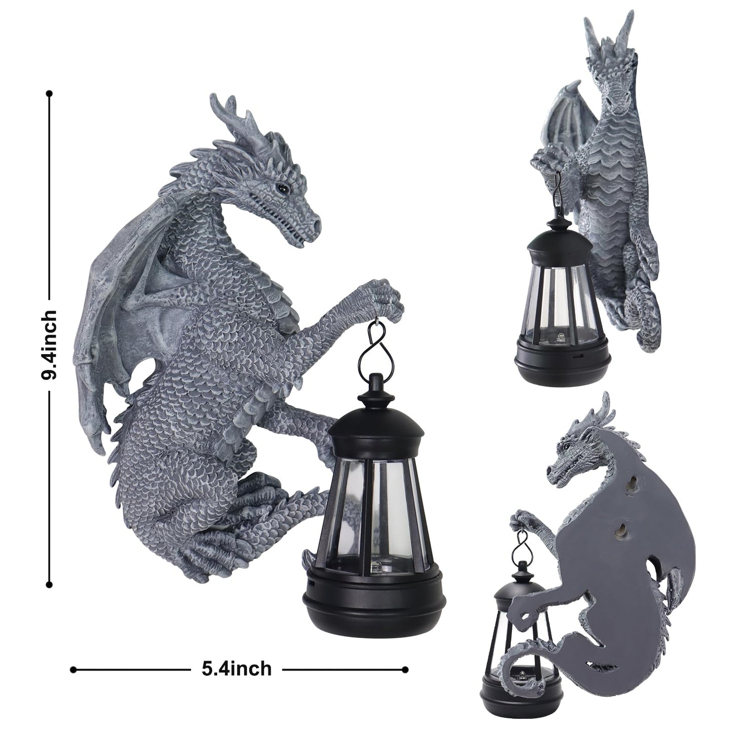 Garden Statues Tree Hugger Dragon - Halloween Dragon Statue Solar Lights Outdoor Patio Wall Decor,Christmas& Mothers Day&Birthday Gifts for Grandma Mom Women,Ideas Arts Crafts Waterproof Resin Lantern