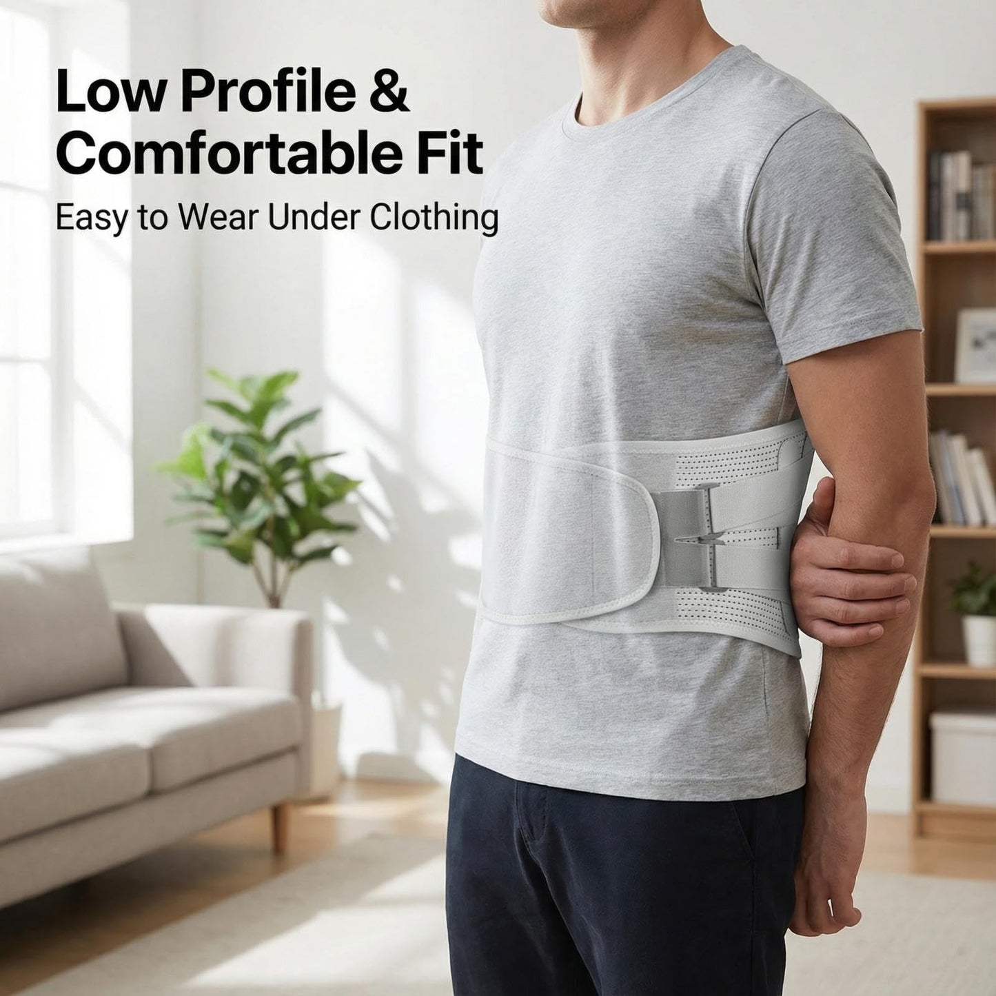 Sohveta Lower Back Support Brace for Pain – Adjustable Lumbar Belt with 5 Steel Supports, Breathable Waist Support for Men & Women, Everyday Comfort, Gift Box (Gray)