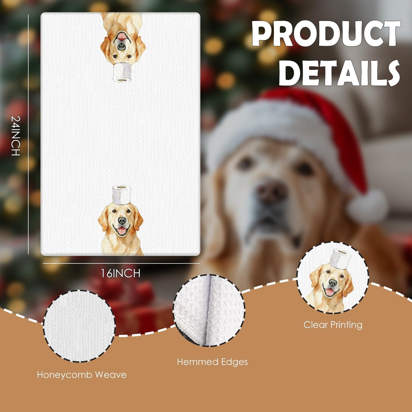 HUGANE Funny Labrador Bathroom Decor Hand Towels Set of 3,Labrador Mom Gifts, Gifts for Labrador Lovers, Kids Dog Bathroom Decor, 16x24 Inch