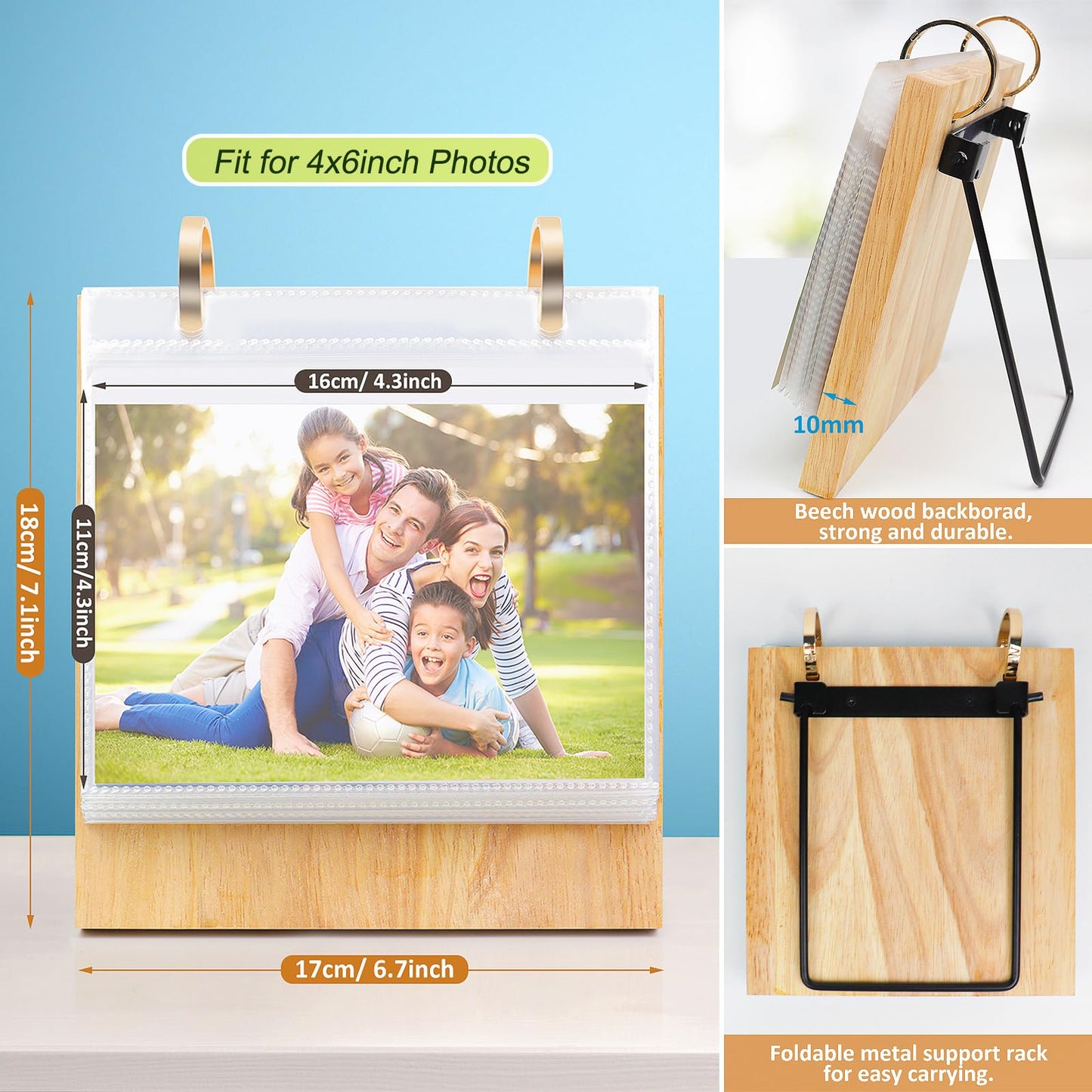 ZEEYUAN 4x6 Picture Frame Desktop Display 4x6 Desk Flip Photo Album on Stand 60 Pockets, Mother's Day Gift for Mom from Daughter Son Desk Photo Book Gifts for Mother Father Grandma
