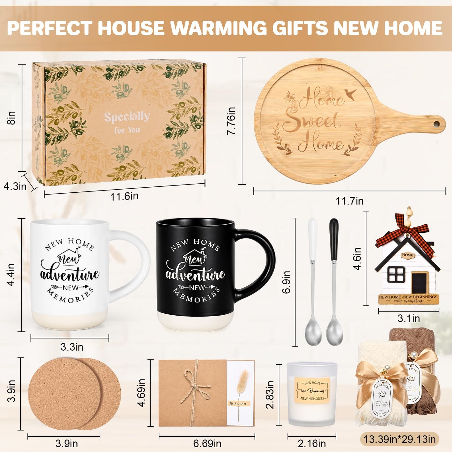 YHRJWN 13 Pcs House Warming Gifts New Home, Housewarming Gifts New Home, Closing Tokens for House Buyers, House Warming Gift for Women Men Friends, Housewarming Gift Box