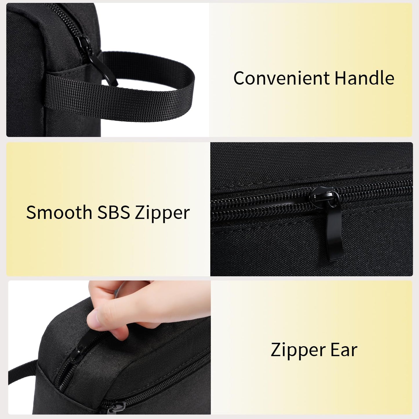 XIRYOHEAUR Travel Toiletry Bag, Small Cosmetic Bag, Hanging Water-Resistant Organizer for Men & Women, Ideal for Makeup, Shaving Kit, Gym Essentials & Travel Accessories (Black)