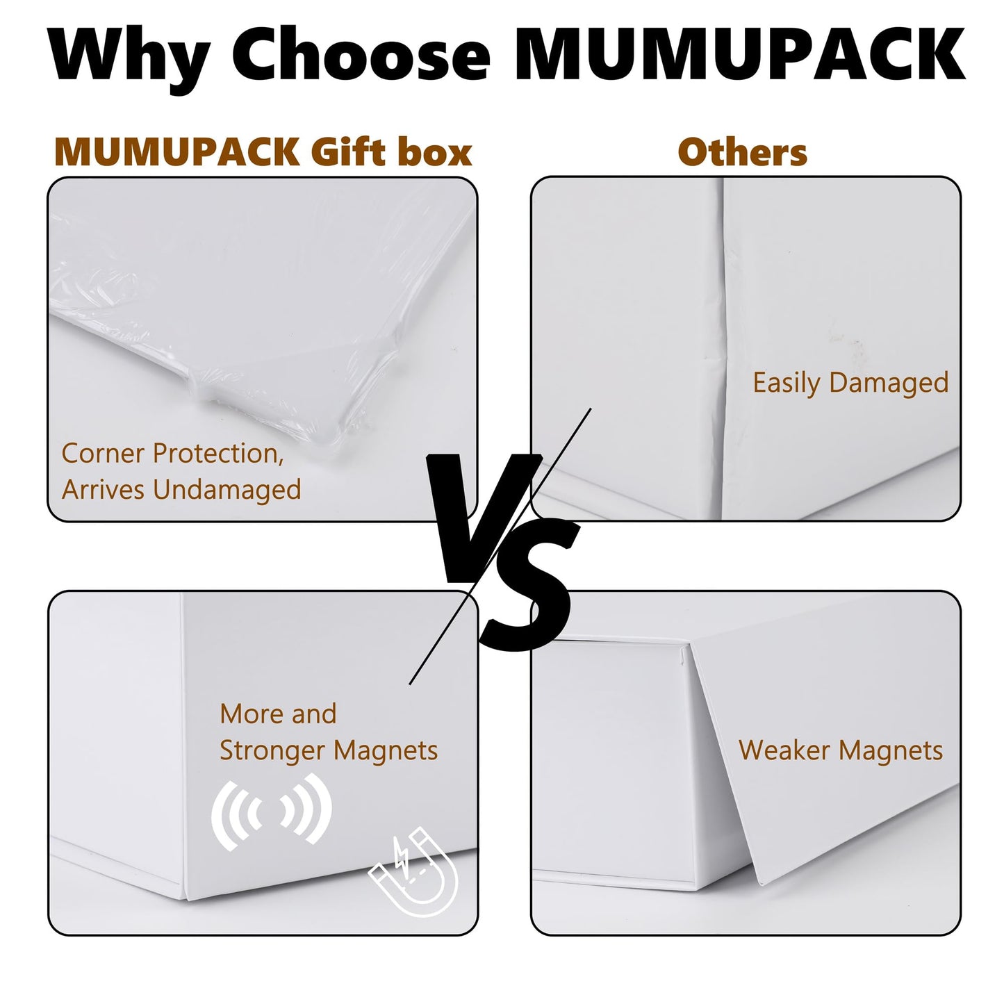 MUMUPACK 15 Pack Magnetic Gift Box With Lid 10x10x5,White Gift Boxes Bulk,Luxury Bridesmaid Proposal Box,Small Magnetic Closure Box Boxes For Presents,Wedding,Business