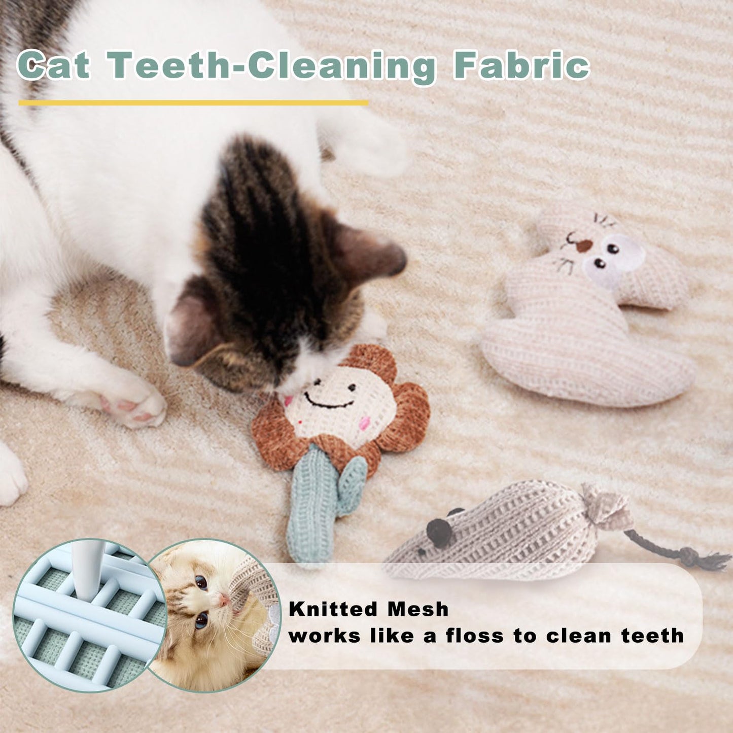 CUUOOT 7-in-1 Kitten Toys for Indoor Cats with Washable Adhesive Suction Cup, Hanging Interactive Cat Toys, Silvervine Stick and Sisal Chew Rope Catnip Teething Toy for Bored Kitten