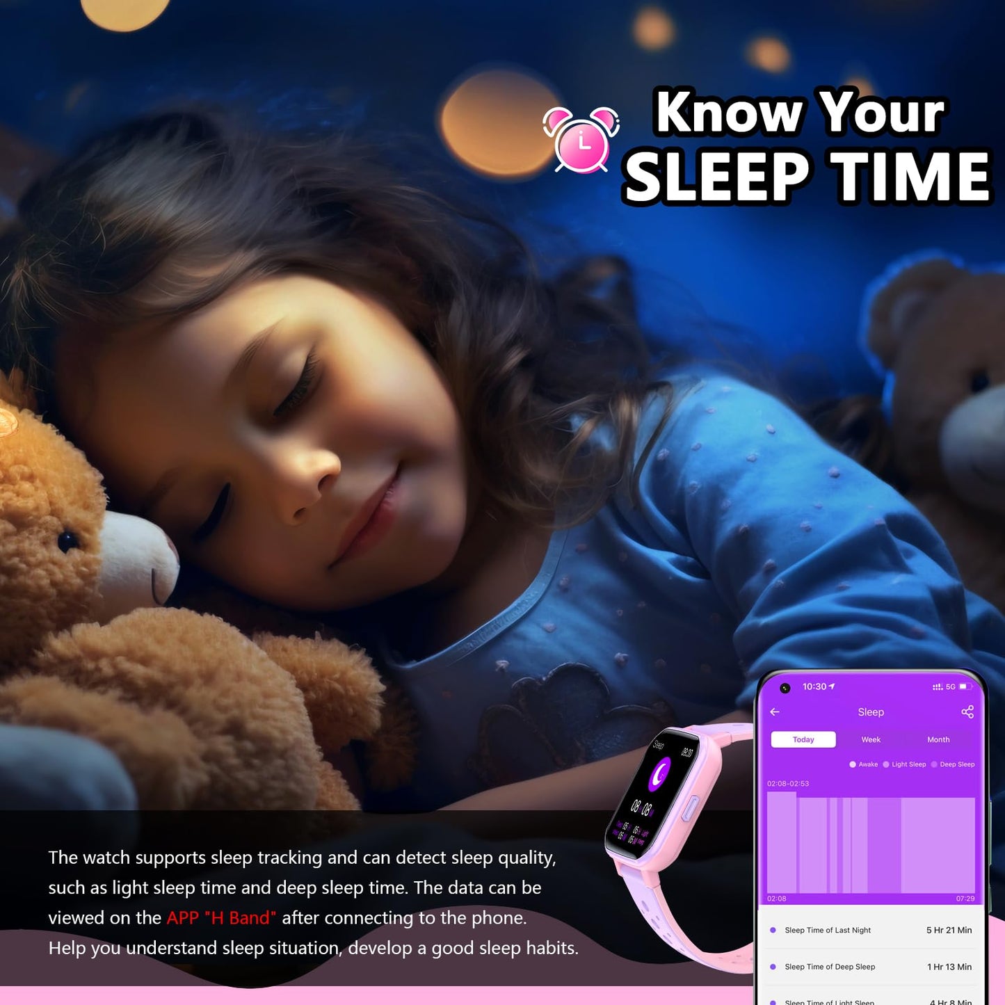 JOYELE Smart Watch for Kids Teens, No Phone Needed Fitness Tracker Boy Girls Watch with 19 Sport Modes, Pedometer, Sleep Monitor, Kids Watch Birthday Gifts Toy Gift for Girls Boys 6-16 (Purple)