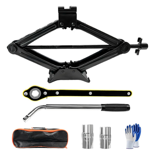 KVAEY Car Jack Kit, 2 Ton (4409 lbs) Scissor Jack Portable Tire Changing Tool with Lug Wrench, Heavy Duty Scissor Lift Jacks Universal Emergency Kit for Sedan SUV MPV, Car Accessories