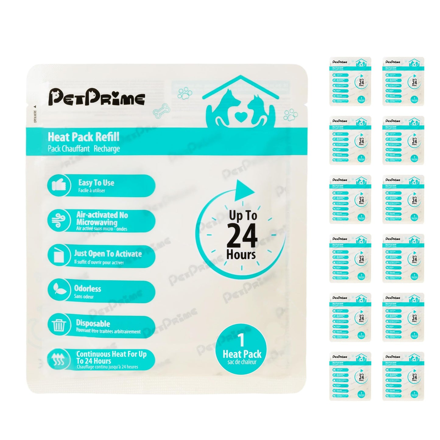 Pet Prime 12-Pack Disposable Heat Packs for Heartbeat Plush Toys，Up to 24H Odorless Warmth, Easy to Use, Instant Comfort Companion for Anxious Pets