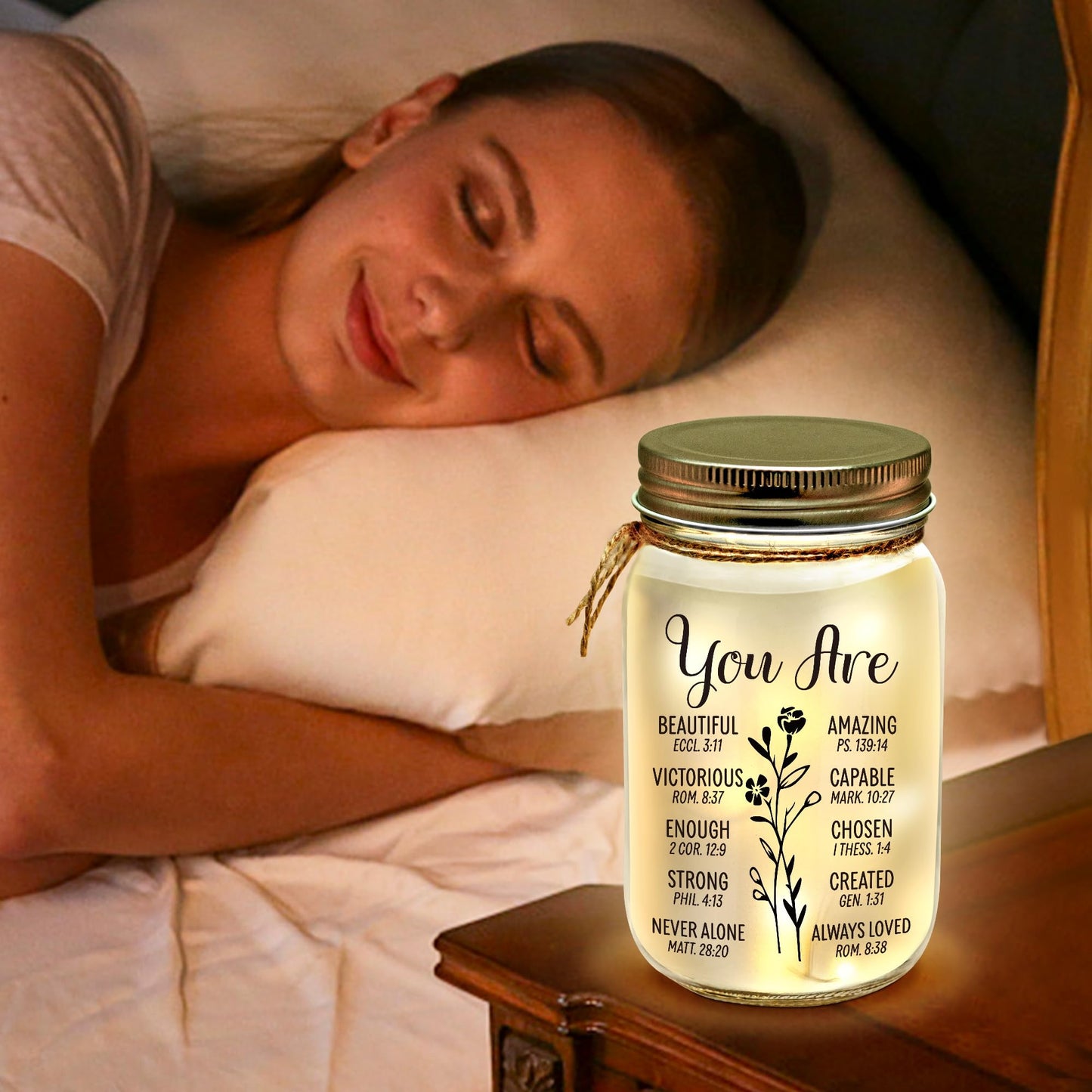 Kenon Mason Jar Night Light Gift for Friend, Birthday Day Gifts for Women, Home Decoration Lights, Personalized Night Light Birthday Mothers Day Christmas Gifts for Her Mom Grandma Sister