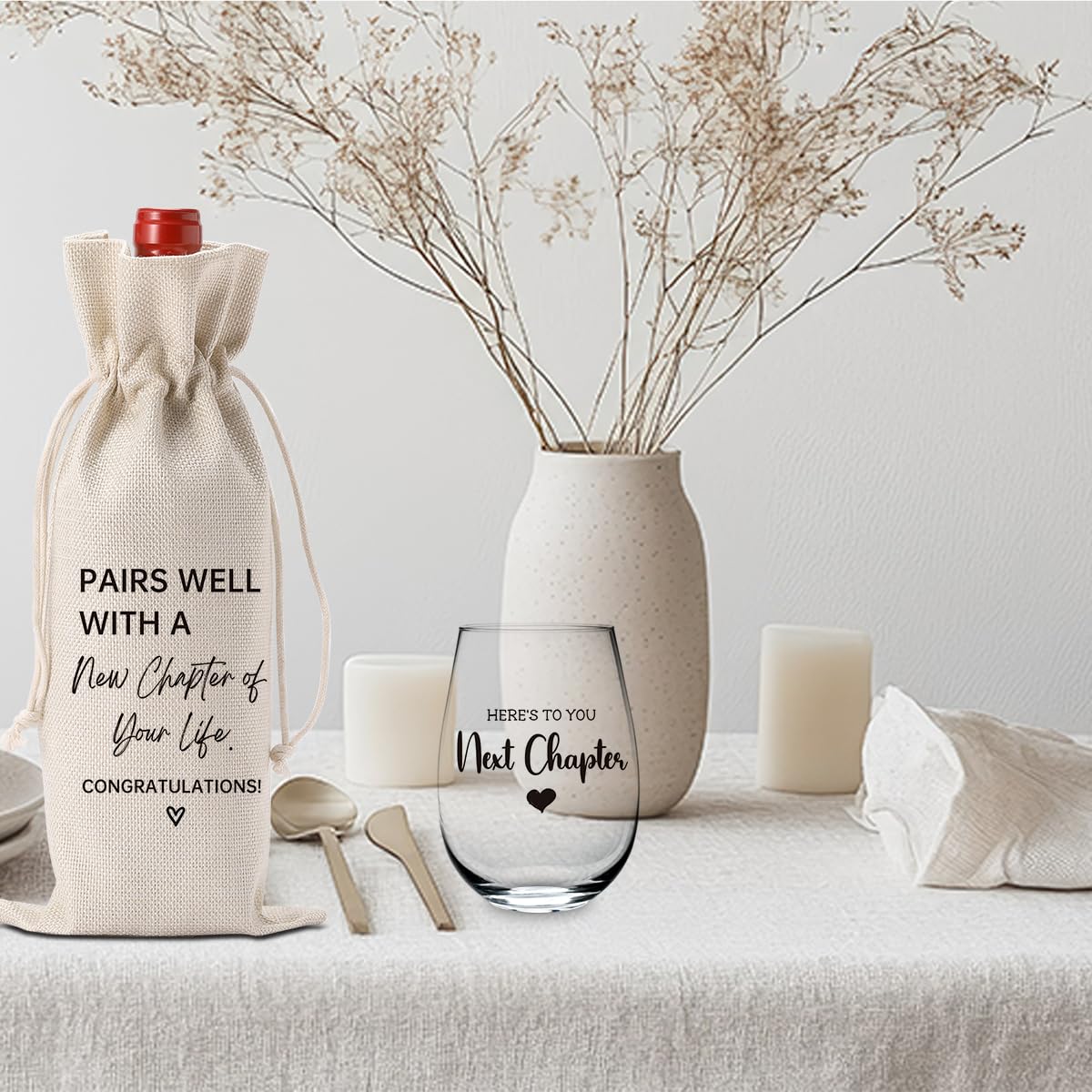 New Chapter Wine Bag Glass Set Farewell Gifts for coworkers Going Away Gift for Friends New Beginning New Business Owner Gifts New Job Gifts for Coworker Boss Graduation Gifts 2025