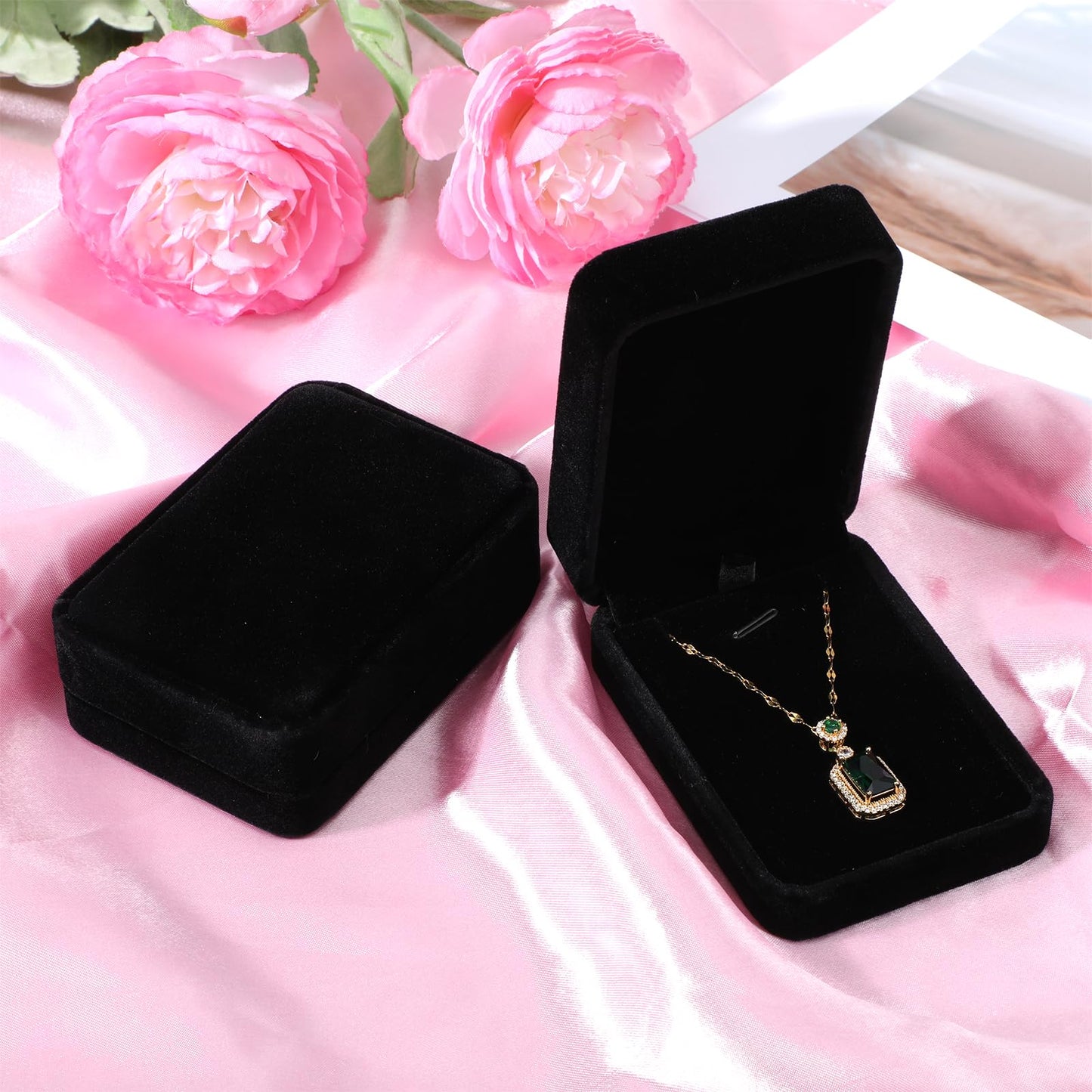 20 Pcs Necklace Pendant Box Velvet Jewelry Storage Display Case Ring Earring Pendant Jewelry Boxes Pearl Necklace Holder Gift Boxes for Christmas Wedding Engagement Birthday Anniversary(Black)