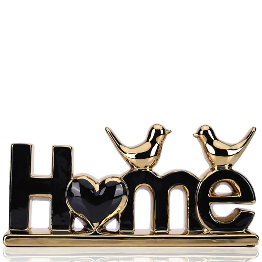 DOVDOV Black and Gold Ceramic Home Sign, Black and Gold Bird Sculpture, Modern Creative Decorative Sculpture, Suitable for Living Room Coffee Tables, TV cabinets, entryways, and Display Shelves.