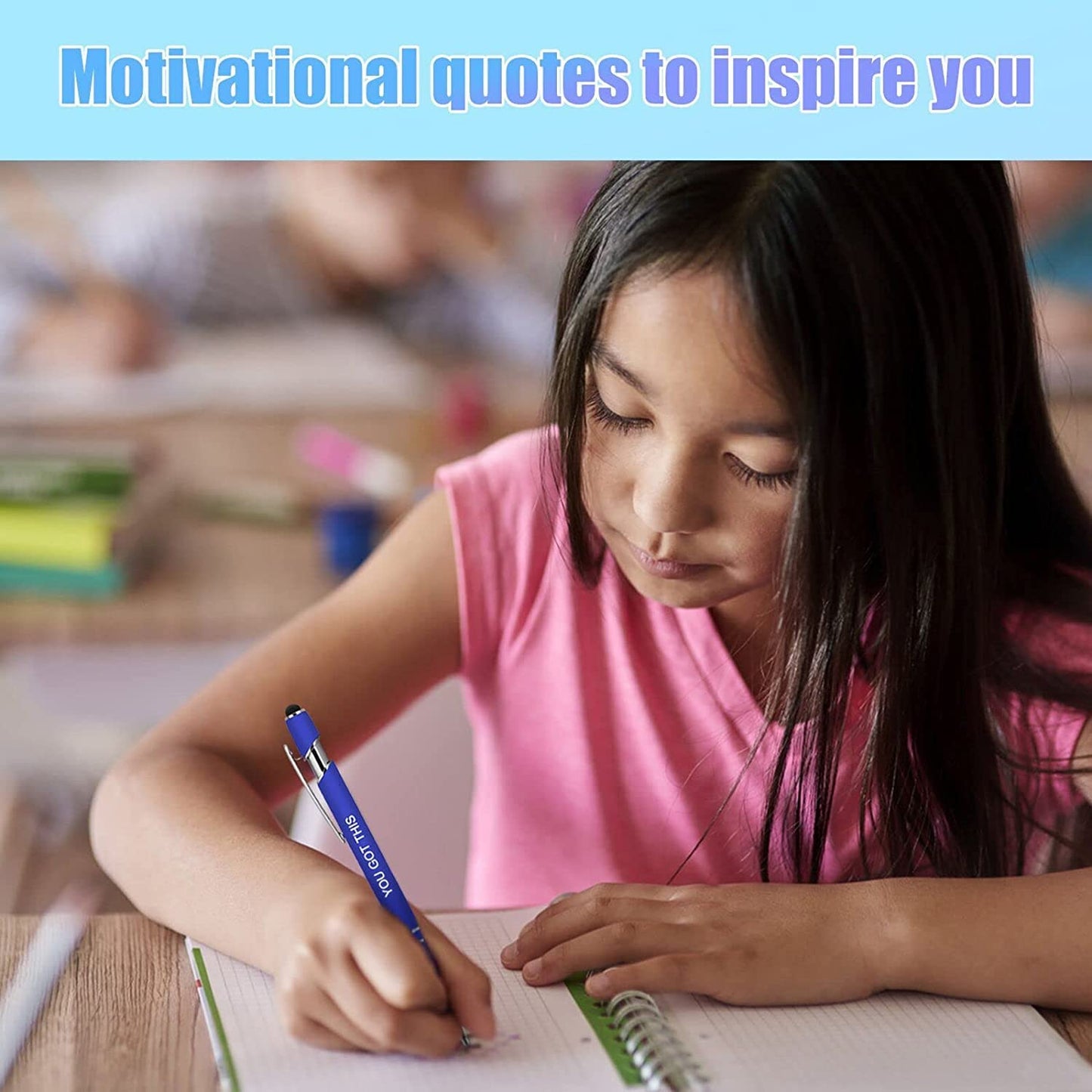 Greengines 50 Pieces Inspirational Pens, Motivational Ballpoint Pen with Stylus Tip Funny Ink Pens Bulk Inspirational Gifts for Women Coworkers Office Supplies Black Ink