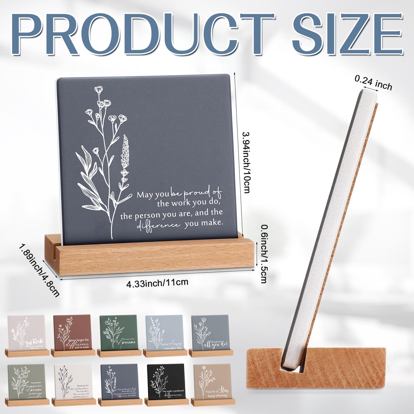 Roowest 10 Set Graduation Decorations Graduation Gifts Bulk Inspirational Desk Decor Motivational Quote Sign Table Plaques with Wooden Stand for Coworkers Teachers Thank You Favors Office Supplies