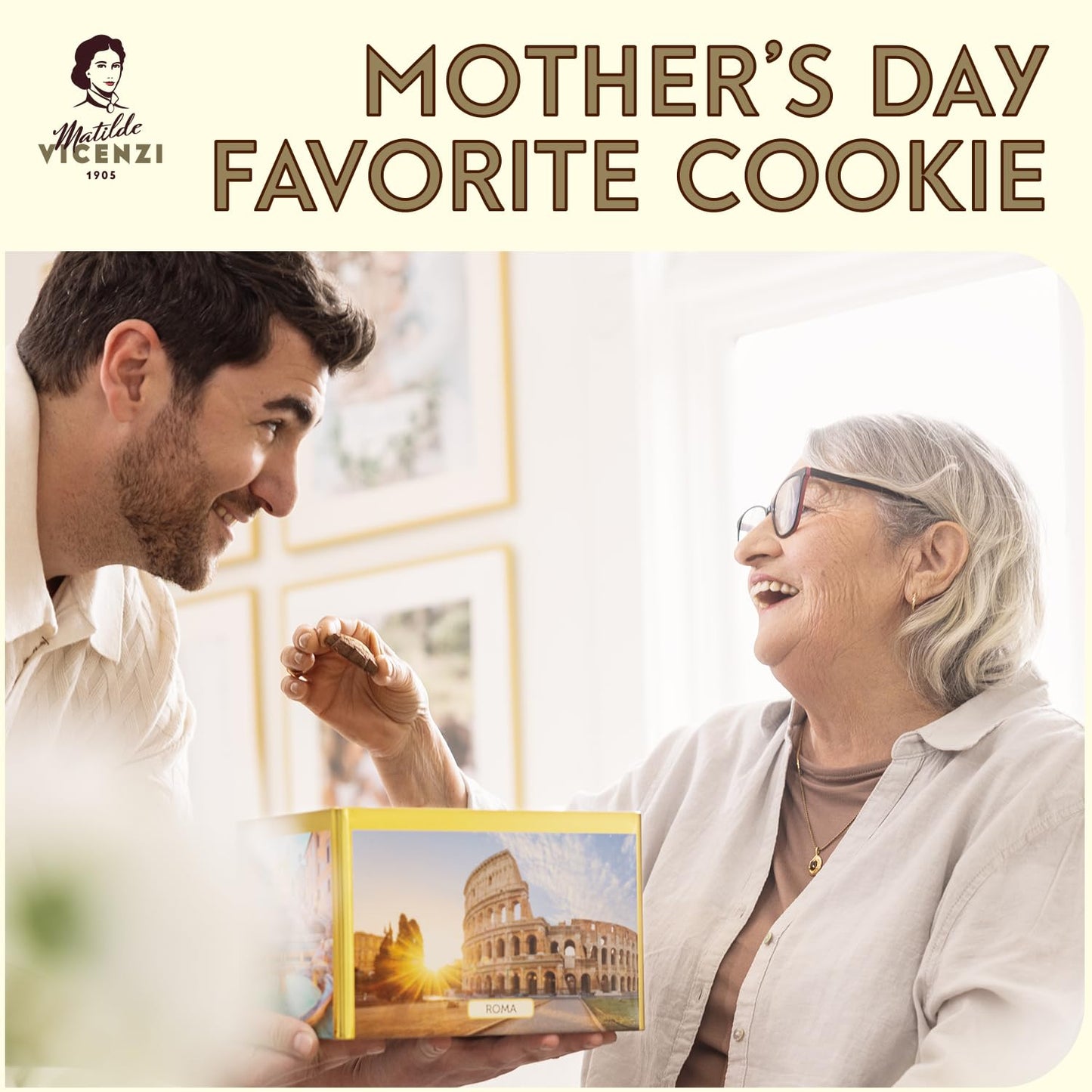 Matilde Vicenzi Roma Cookie Gift Tin - Pastries & Cookies in Individually Wrapped Trays - Gourmet Gifts For Mother's Day, Teacher, Birthday - Assorted Cookies in Italian Design Tin 32.5oz (920g)