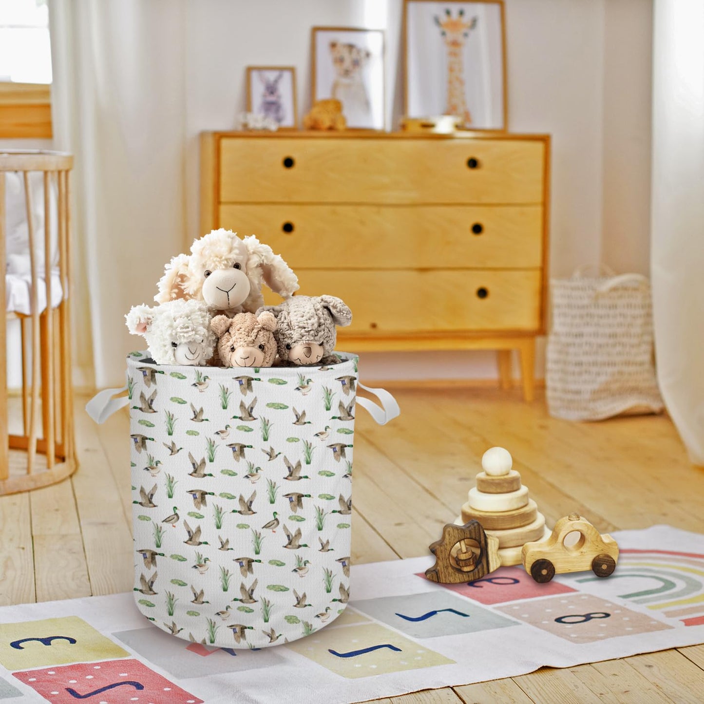 Cilrii Mallard Duck Nursery Laundry Basket, Farmhouse Waterfowl Mallard Ducks Laundry Basket Hamper Waterproof Collapsible Clothes Toys Storage Bin for Bedroom Bathroom Kids Room, Toybox for Boys