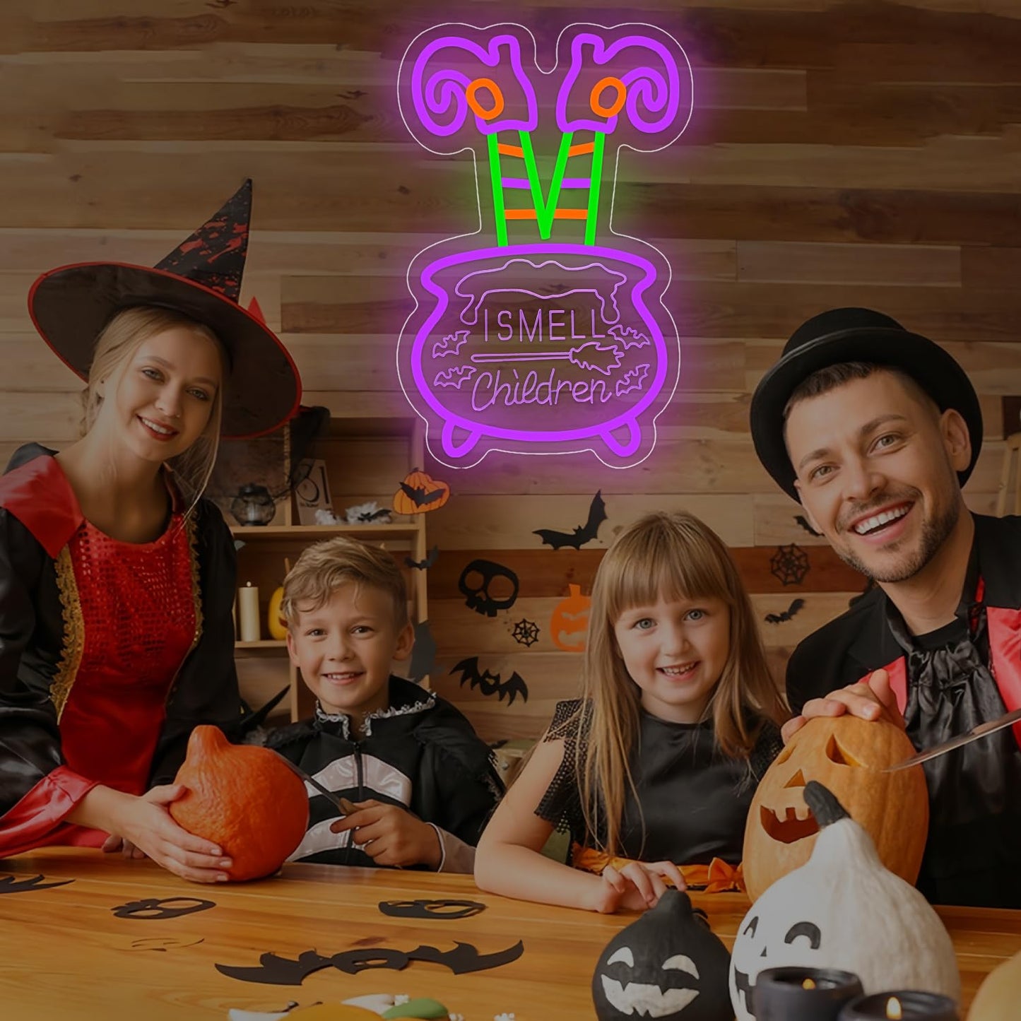Halloween Neon Sign Dimmable I Smell Chiedren Neon Sign for Wall Decor Halloween Witch Led Neon Light Sign for Halloween Led Sign Halloween Decorations Party Decor Home Bar