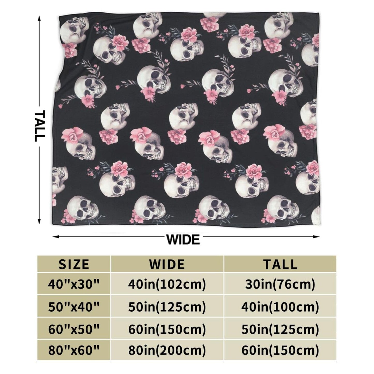 Gothic Skull Throw Blanket - Soft Plush Fleece Bedding Skeleton Blankets- Cozy Skull Stuff Gifts for Women Girls Kids Adults 40"X50"