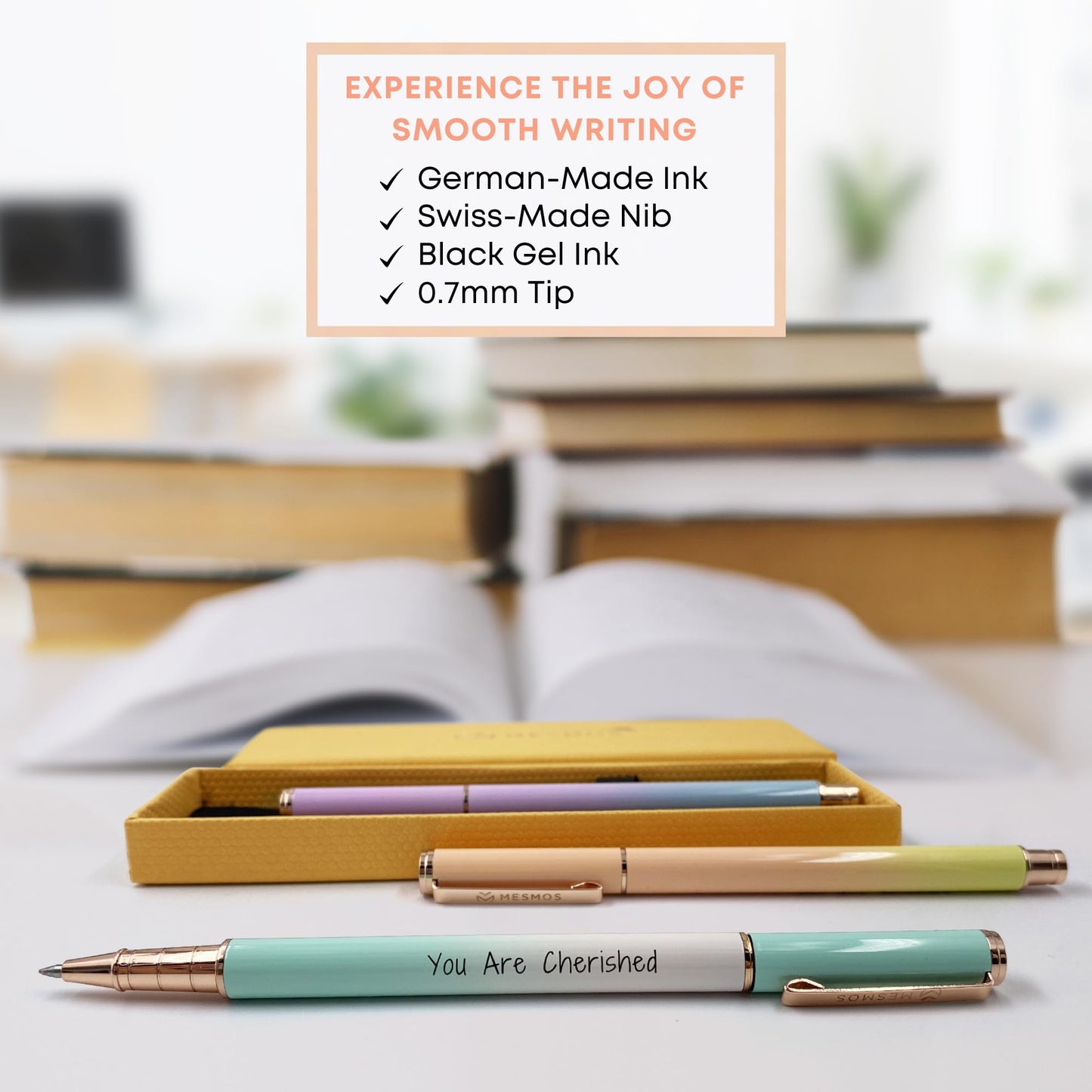 MESMOS 3pk 0.7mm Fine Tip Gel Ink Pen Set, Thank You Gifts for Women, Aesthetic Journaling Teacher Pens, Coworker Administrative Professional Day Gifts for Women, Inspirational Fancy Pens