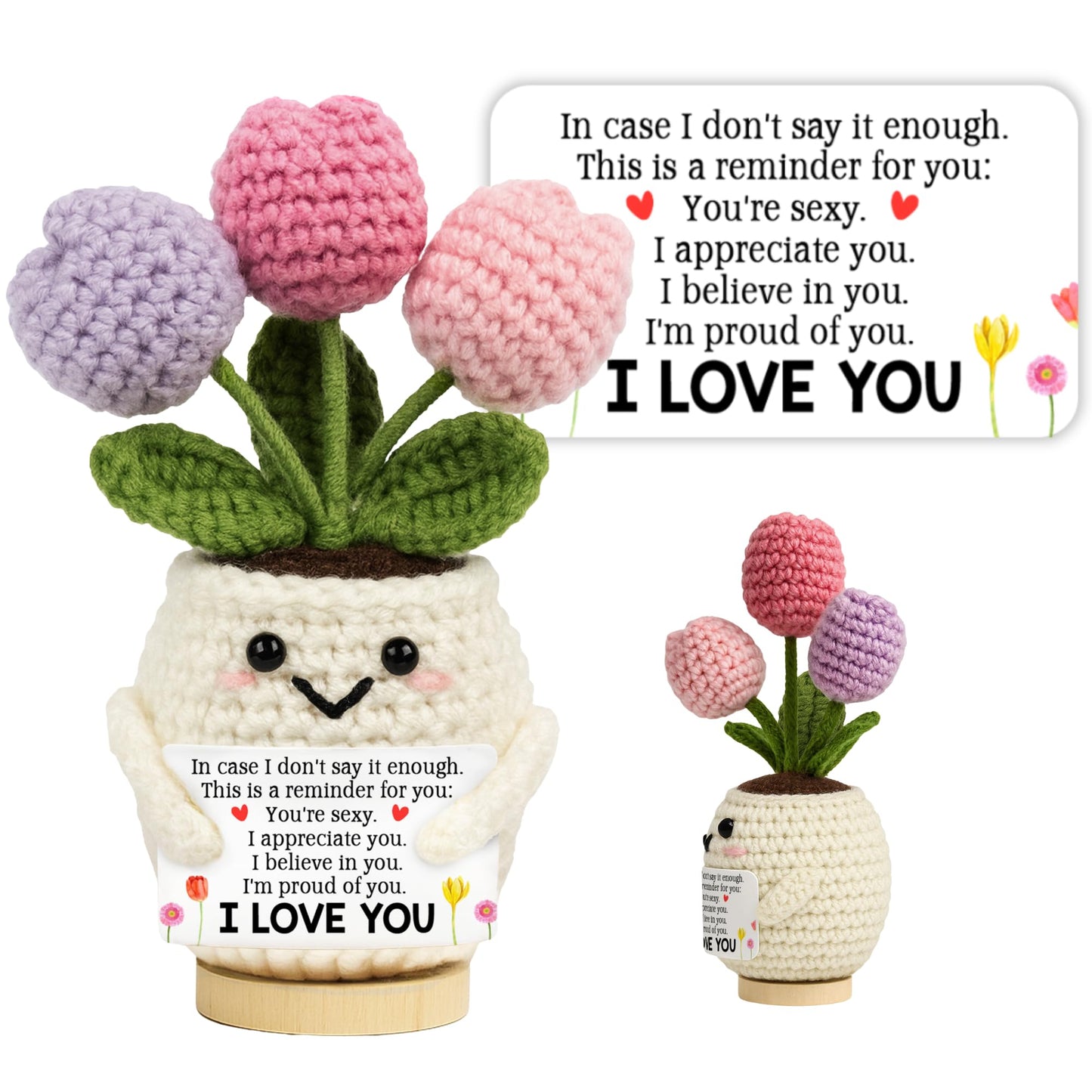 Lucagift Anniversary Wedding Gifts for Wife - Mothers Day Birthday Gift for Her, Girlfriend, Wife - Love Romantic Gift Ideas for Her Him, Girlfriend Boyfriend - 5.51'' x 4.13'' Cute Crochet Love