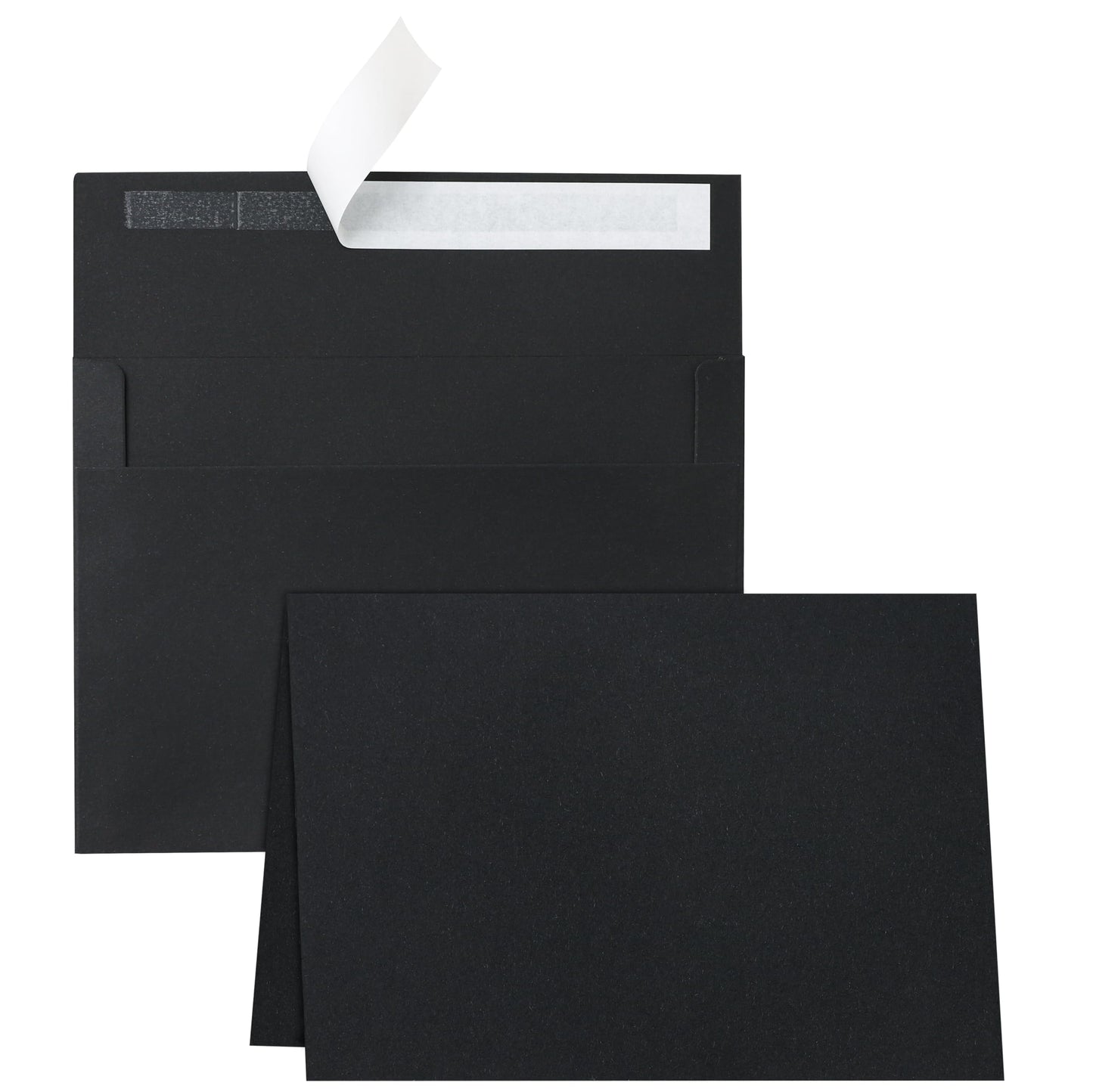 Silunkia 100 Packs Black Blank Note Cards and Envelopes 5 x 7 Heavyweight Folded Cardstock and A7 Envelopes Self Seal for Wedding Invitations, DIY Greeting Card, Thank You Cards, Birthday