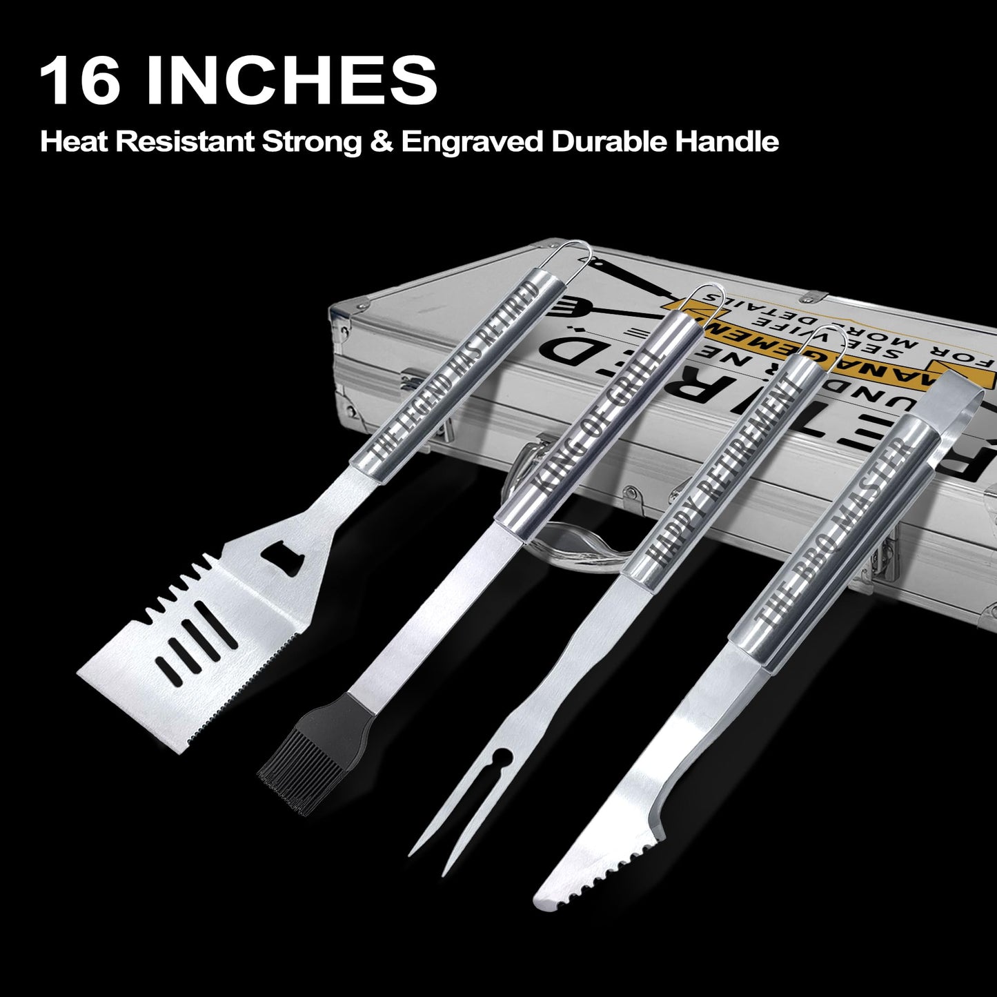 Retirement Gifts for Men, Retired Gifts for Men, Dad, Grandpa, Coworker, Teacher, Boss, Retirees Heavy Duty Grilling Accessories for BBQ, Thick Stainless Steel Grill Utensils with Non-Slip Handle Tool