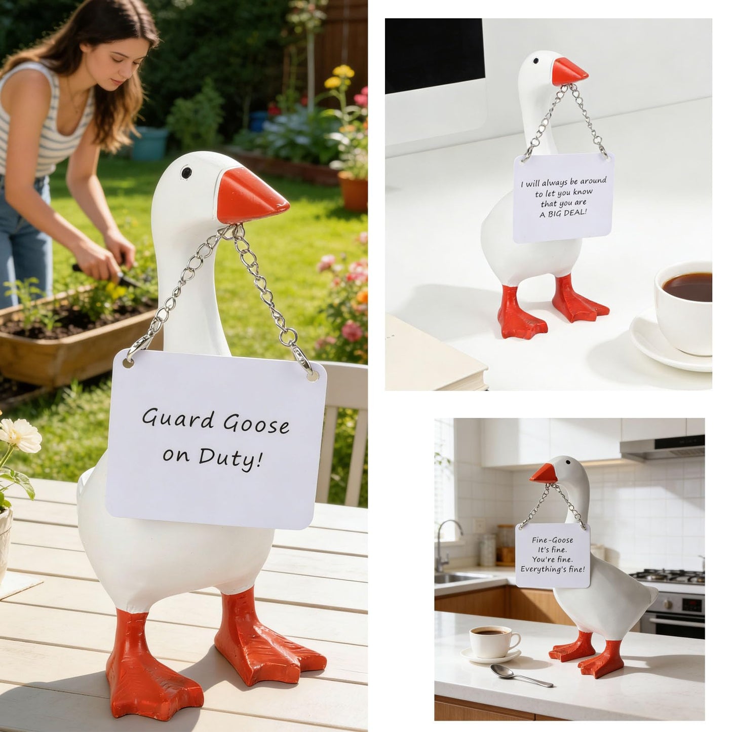 Magnetic Desk Goose Key Holder 7 Inch, Emotional Support Desktop Mini Goose Resin Statue, Cute Home Decor, Office Table Desk Duck Sculpture, Bedroom Decor Housewarming Gift for Friends and Family
