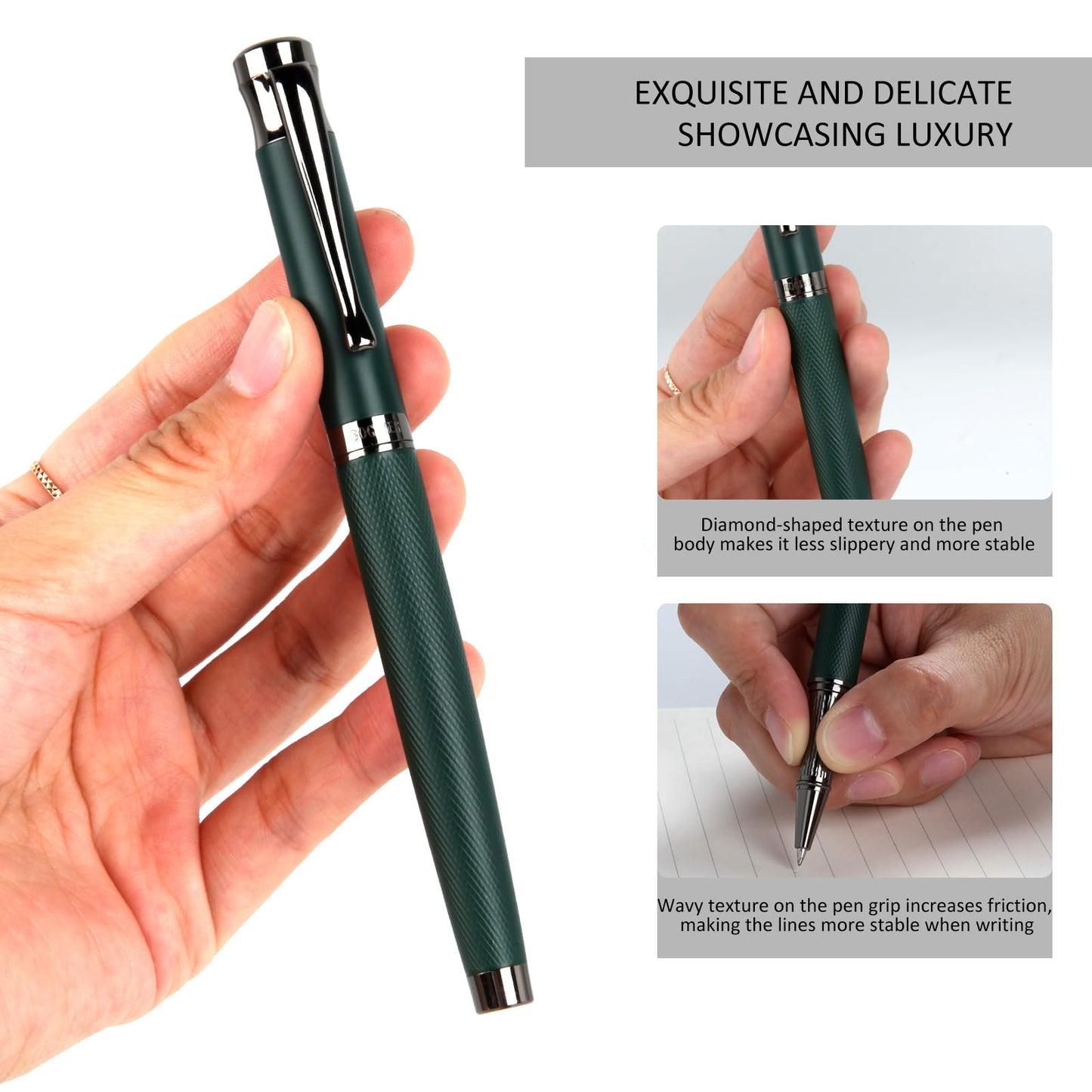 BOCIYER Liquid Ink Rollerball Pens - Fine Line Nice pen, Writing Pens for Journal and Office Supplies, Fancy Pen Gift Box for Father's Day or Mother's Day And Other Festivals(Green)