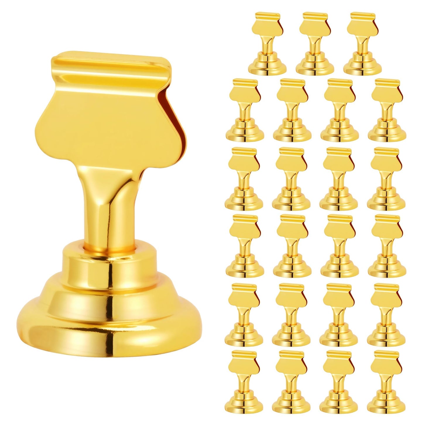 ERYTLLY 24 PK Place Card Holders 1.7 inches Table Card Holder Steel Card Holders for Weddings,Birthdays,Photos, Memo Notes, Restaurants (Gold 24PK)