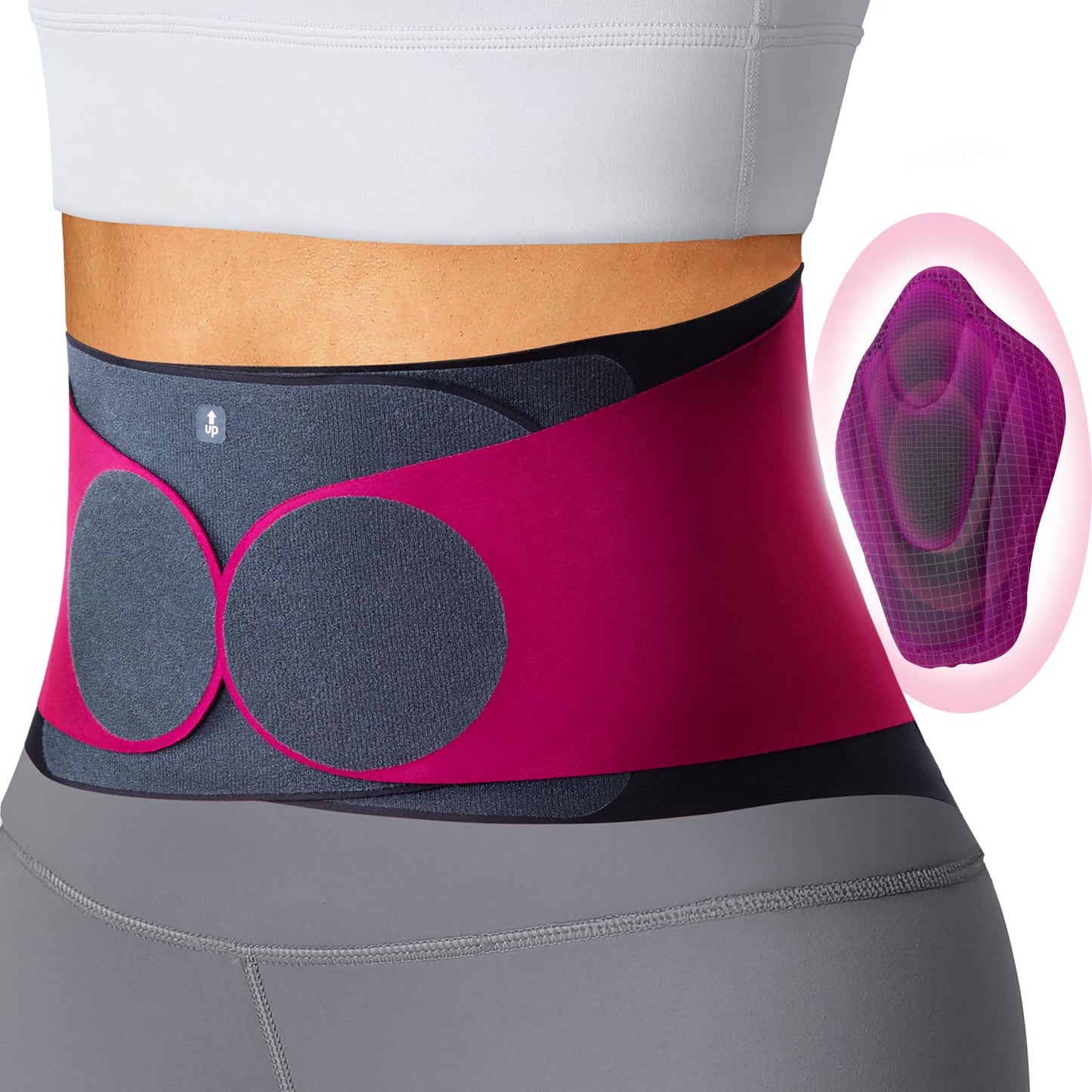 Fitomo 0.5mm Ultra Thin Back Brace for Women Men, Seamless Yoga Fabric for All Day Comfort, Wear under Clothes, Enhanced Lumbar Pad for Lower Back Pain Relief, Sciatica, Posture, Lifting, Rose, Size L