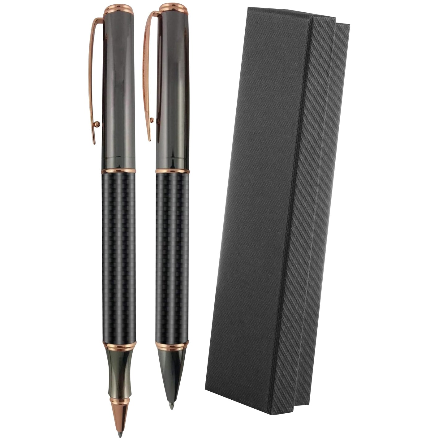 SyPen Luxury Pen Set, Elegant Fancy Rollerball & Ballpoint- Executive Business Pens, Twist Action Metal Rollerball Pen +Carbon Fiber Barrel Ballpoint Pen + Nice Gift Box