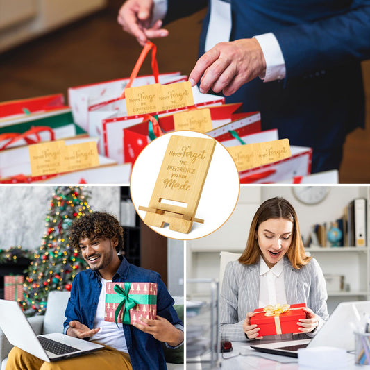 Ripeng 24 Pcs Employee Appreciation Gifts Bulk Bamboo Phone Stand for Desk Office Worker Thank You Gift for Administrative Team Coworkers Staff Graduation Nurse Teacher Week (Difference Made)