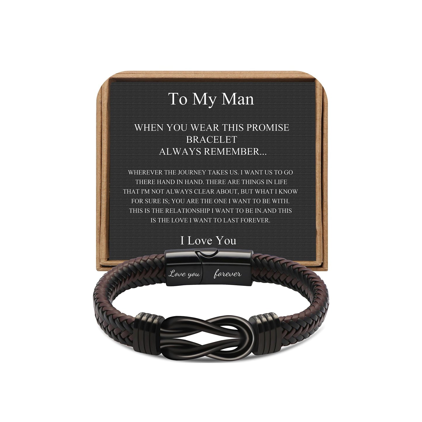 JoycuFF Anniversary Birthday Gifts Bracelets for Men Him Husband Boyfriend from Wife Girlfriend, Husband Boyfriend Unique Gifts Ideas, Christmas Fathers Valentines Day Mens Leather Knot Bracelet