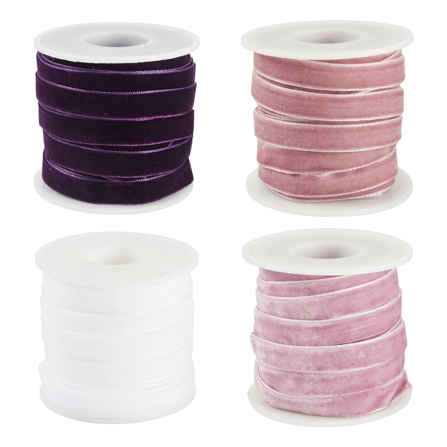 Craftora 40 Yards White Purple Velvet Ribbon 3/8 inch Single Face Velvet Ribbon with Spools for Christmas Ornaments Tree Home Decor Gift Wrapping DIY Crafts - Dark Purple