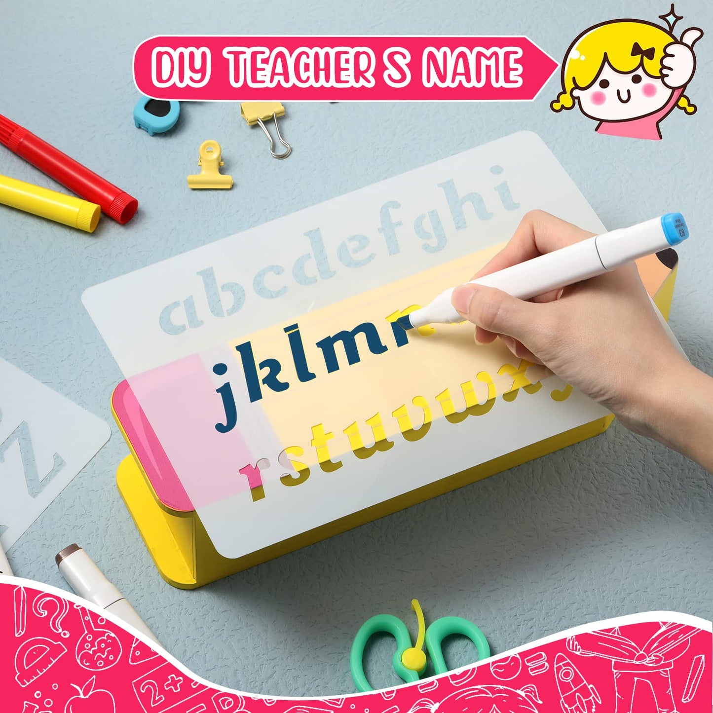 Containlol Teacher Appreciation Gifts Name DIY Pencil Shape Holder Organizer Birthday Favor Supplies for Women Men End of Year Thank You Gifts Desk Sign School Office Decor