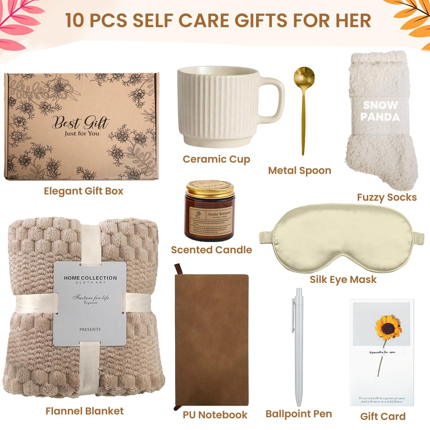 Mothers Day Birthday Gifts for Women Unique Self Care Gift Baskets Relaxing Spa Gifts with Luxury Flannel Blanket - Care Package for Her Mom Wife Friends Sister Girlfriend Coworker Sending Hug Baskets