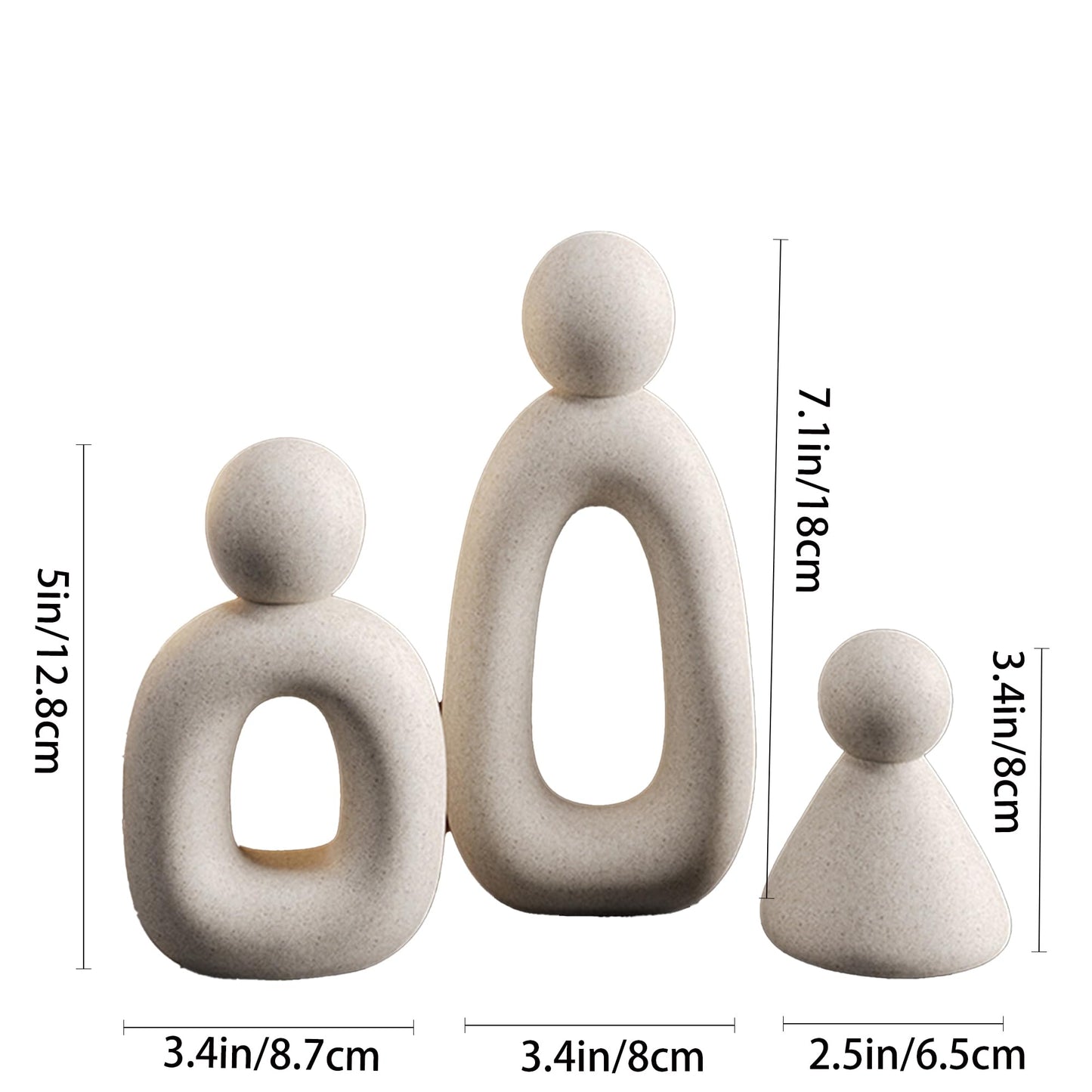 suruim Abstract Family of 3 Figurines Modern Sculptures Home Decorative Accents TV Stand Decor Bookshelf Knick Knacks Gifts for Shelves Entry Way Statues for Home Decor Living Room(White)