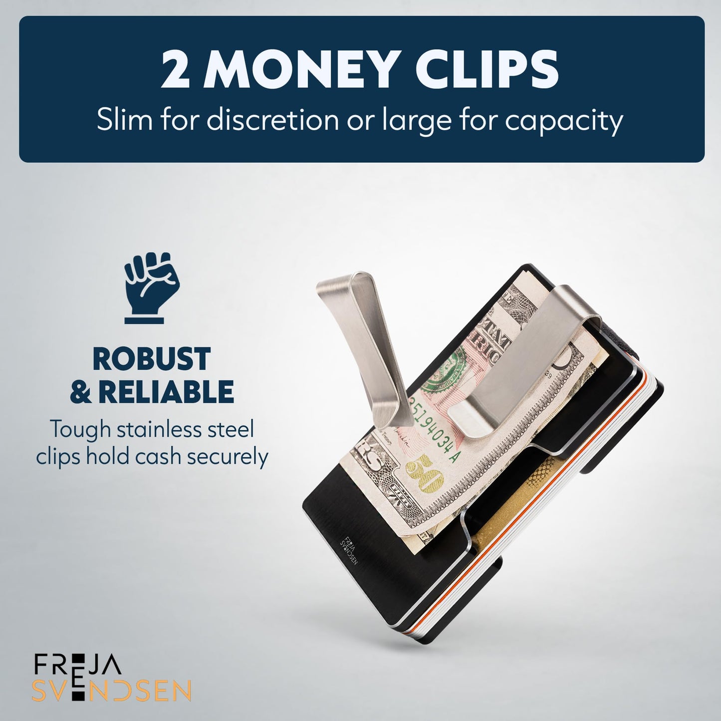 Slim RFID Blocking Card Holder & Money Clip - Aluminum Wallet for Men & Women – Front Pocket Metal Minimalist Wallet Holds 15 Cards – Credit Card Holder - Durable, Lightweight, Unique Engraved Design