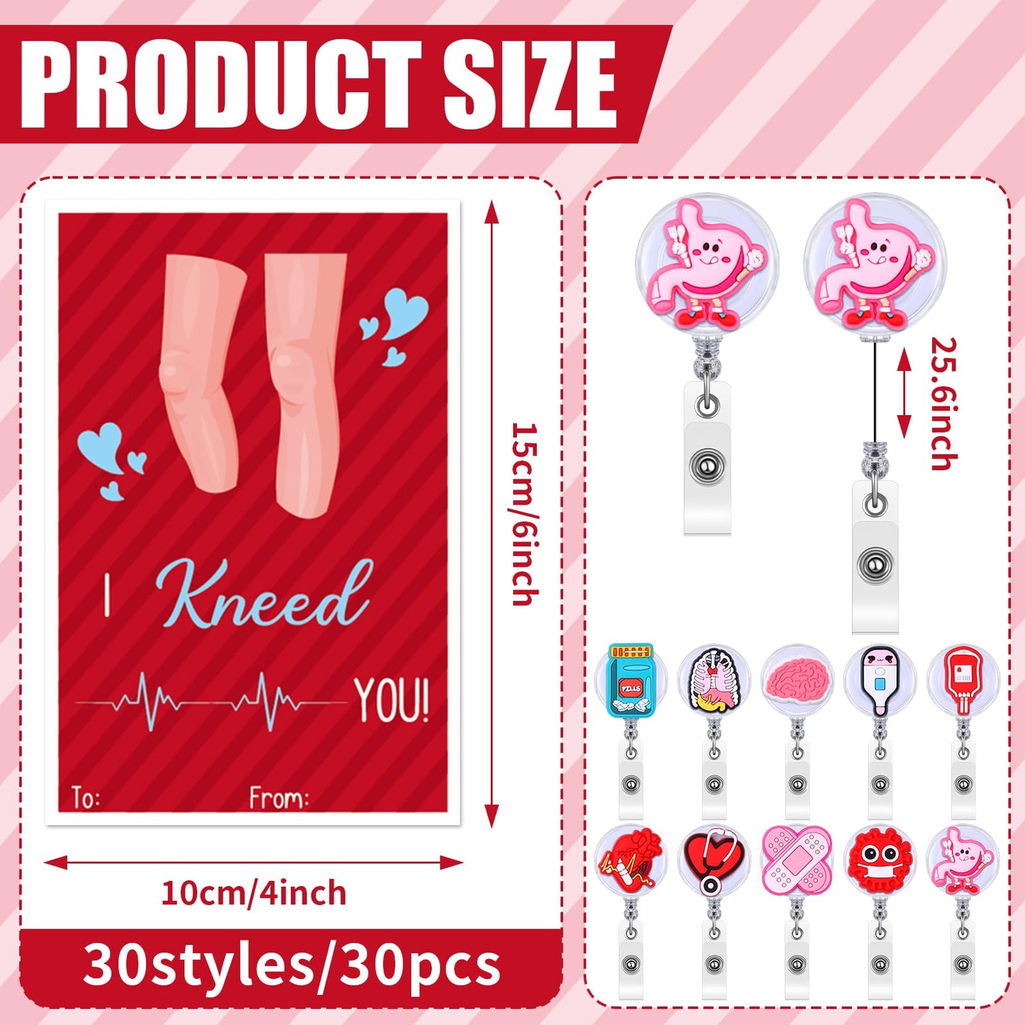 Geyoga 30 Sets Nurse Badge Reels Lanyard Retractable Medical Badge Holder Gifts with Healthcare Worker Thank You Card for Christmas Nurses Doctors ID Name Cards Emts Medical Staff(Nurse Style)