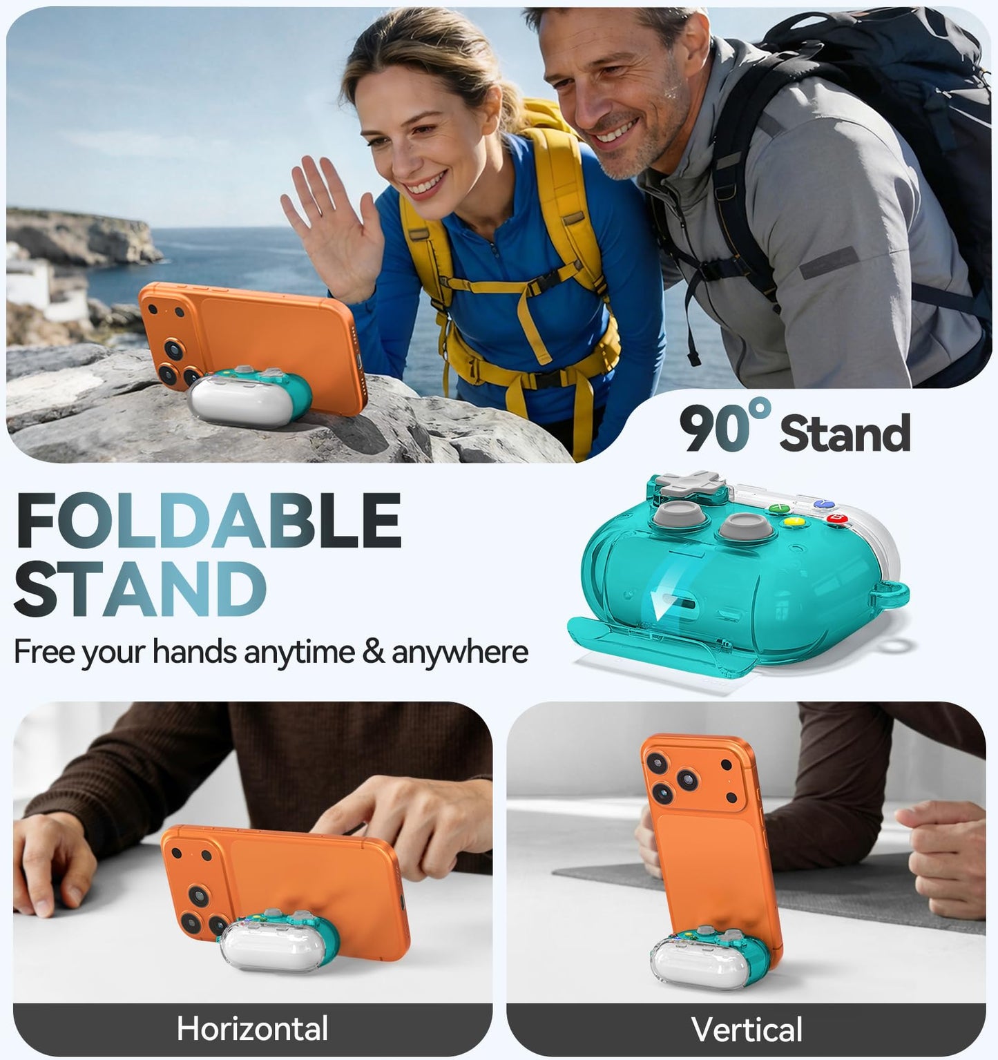 for AirPods 4 Case Cover, with Pressable Button, Safety Lock & Phone Stand,Cool Funny Gifts Case for Women Men to Relief Stress,Clear Blue