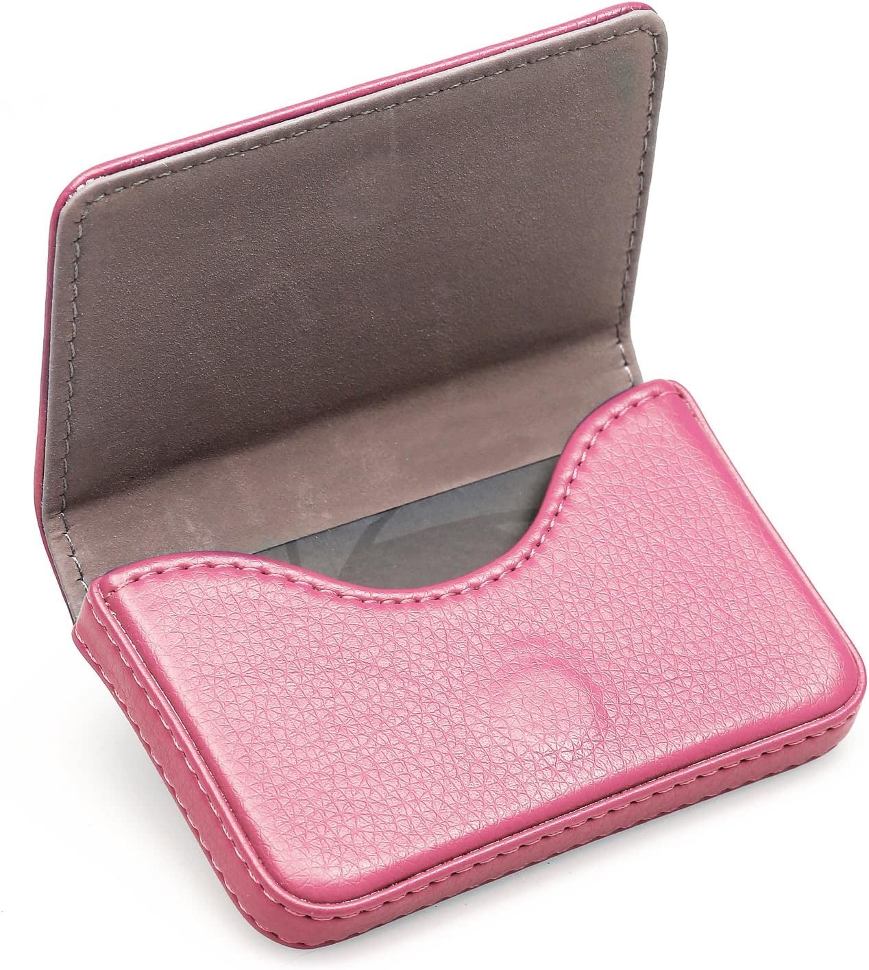6 Pack Business Card Holder, Business Card Case PU Leather Multi Card Case, Business Card Holder Wallet Credit Card ID Case with Magnetic Shut - Pink