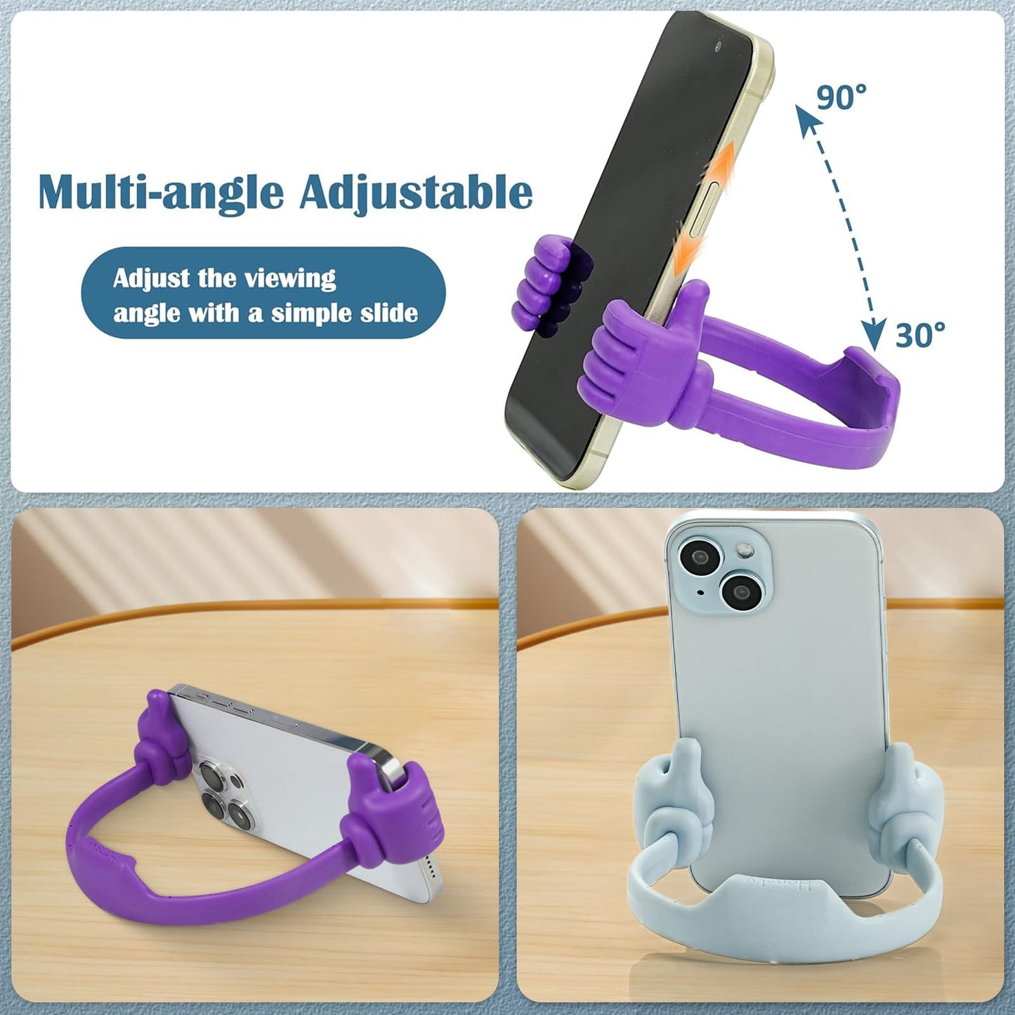 Honsky Cell Phone Tablet Stands (Pack of 5) Thumbs-up Cellphone Holder, Tablet Display Stand, Mobile Smartphone Mount Cradle for Desk Desktop - Universal, Multi-Angle, Cute, Black
