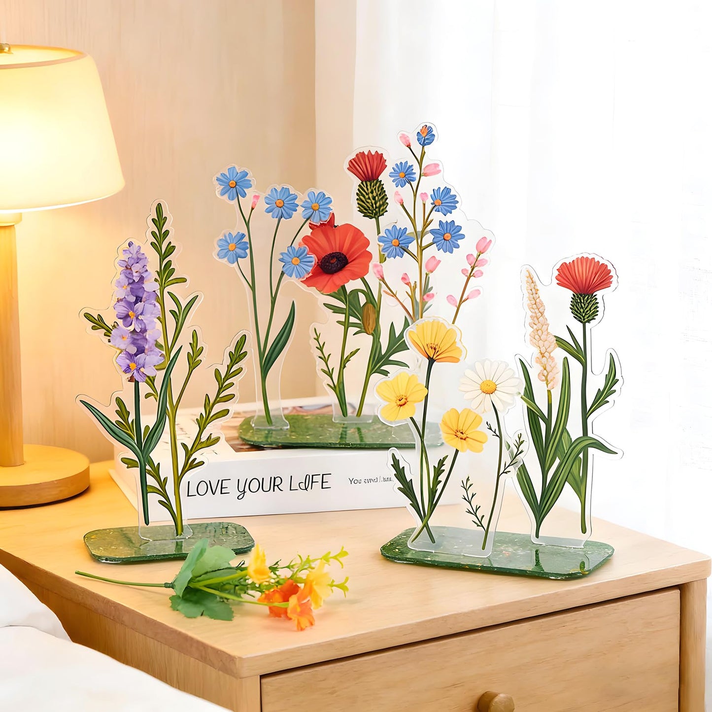 OBBOLO Acrylic Flower Table Centerpieces, Set of 3 Decorative Clear Acrylic Floral Centerpiece Stands for Birthday Wedding Party Home Table Decoration
